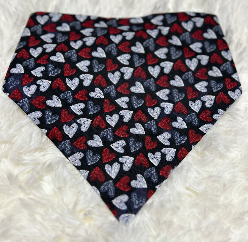 Black Chalk Hearts Valentine Scrunchie Pet Bandana