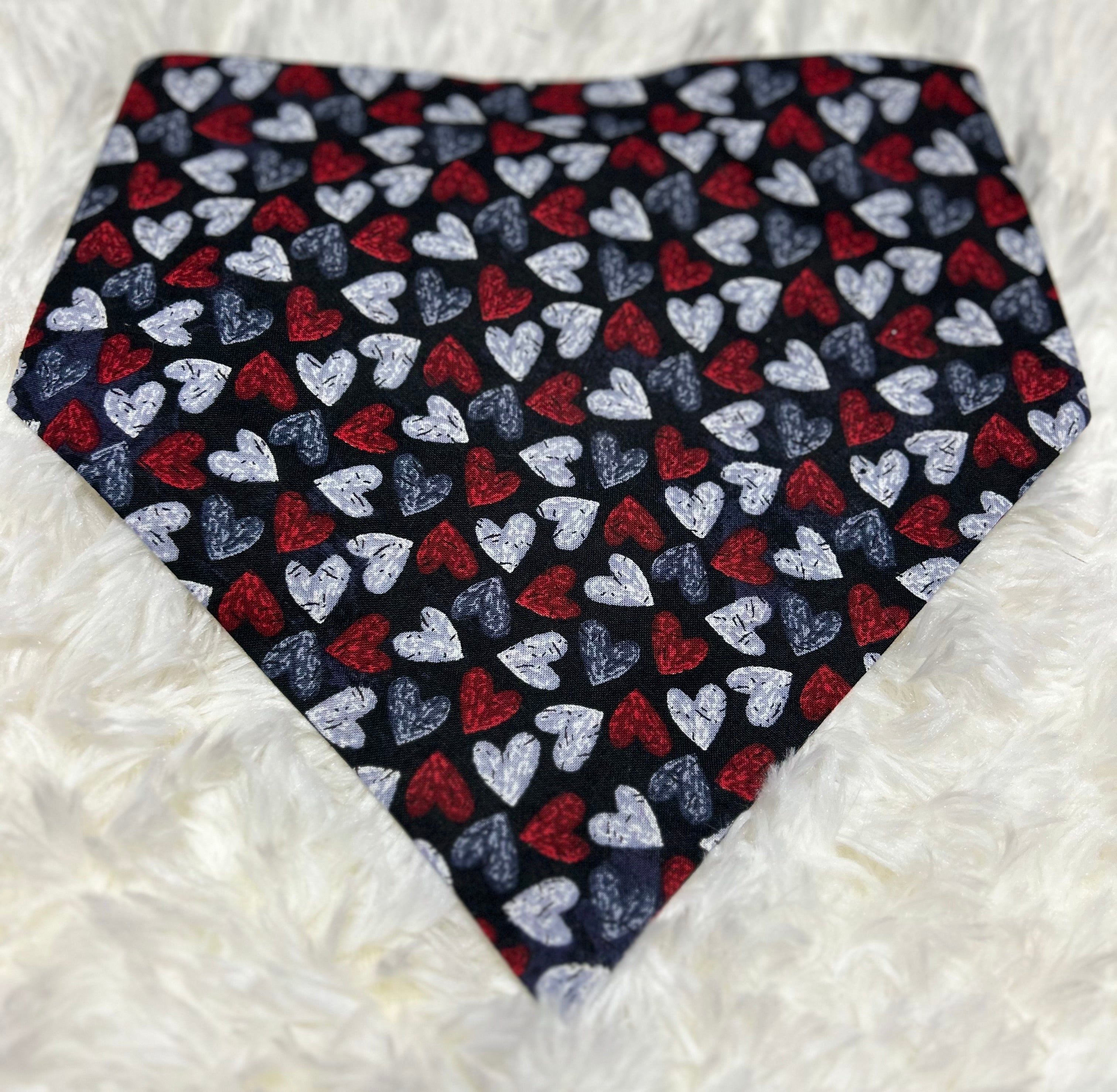 Black Chalk Hearts Valentine Scrunchie Pet Bandana
