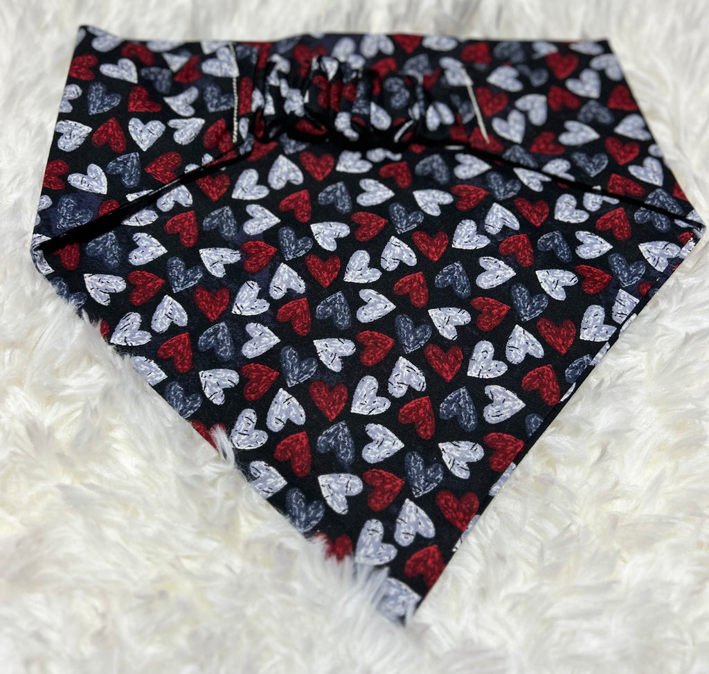 Black Chalk Hearts Valentine Scrunchie Pet Bandana