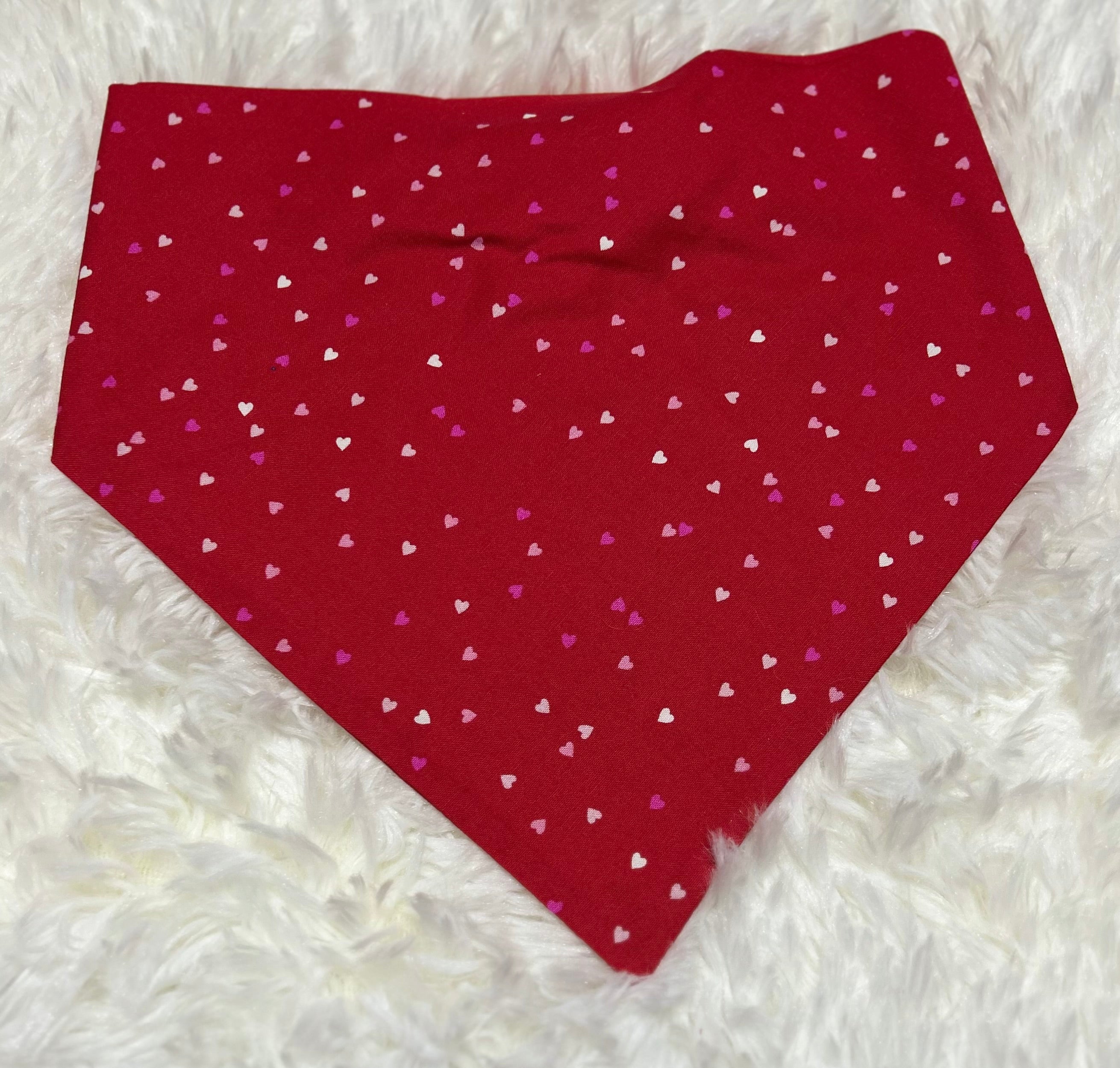Red with Tiny Hearts Valentine Scrunchie Pet Bandana