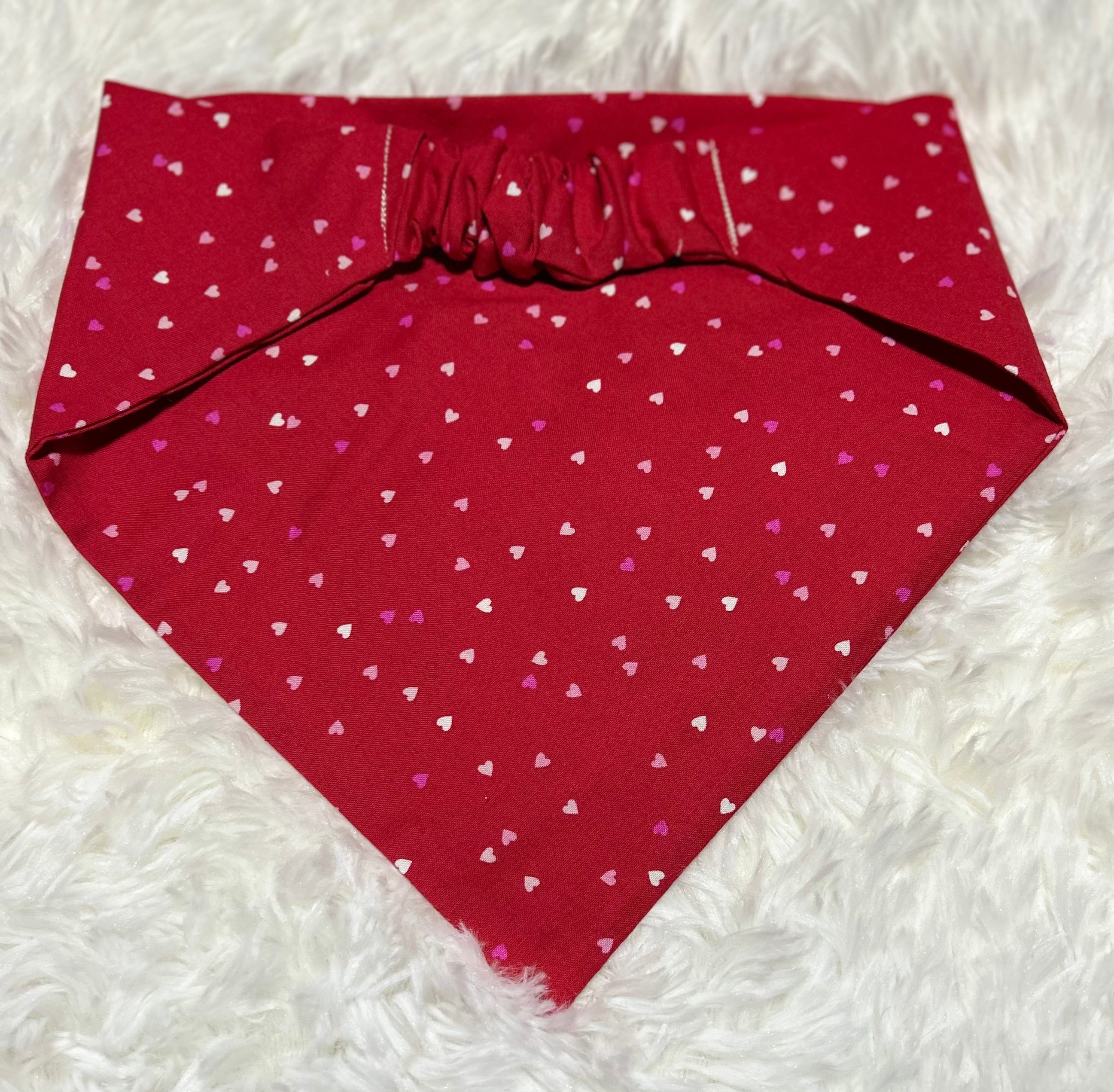 Red with Tiny Hearts Valentine Scrunchie Pet Bandana