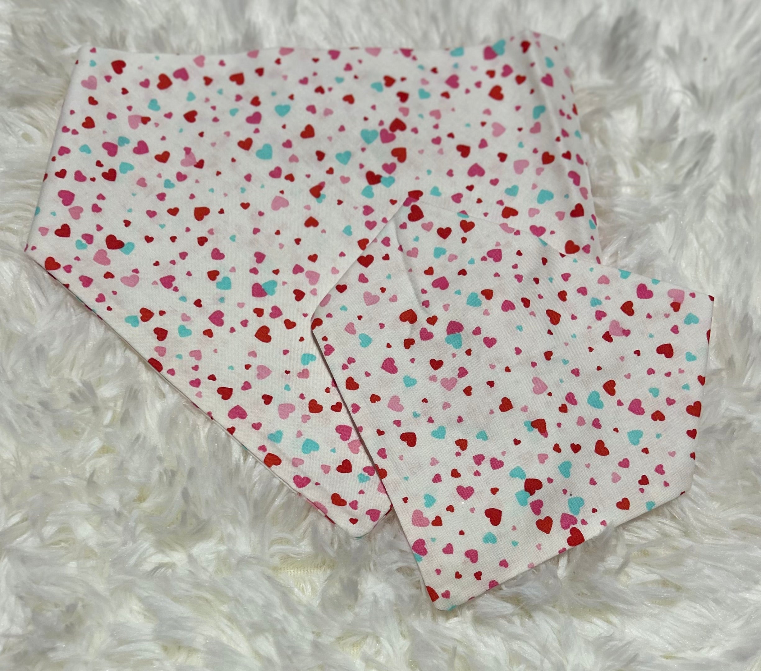White with Tiny Hearts Valentine Scrunchie Pet Bandana