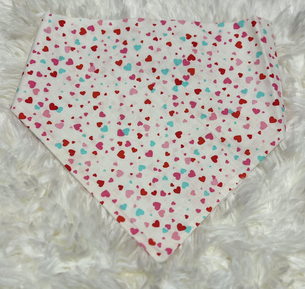 White with Tiny Hearts Valentine Scrunchie Pet Bandana