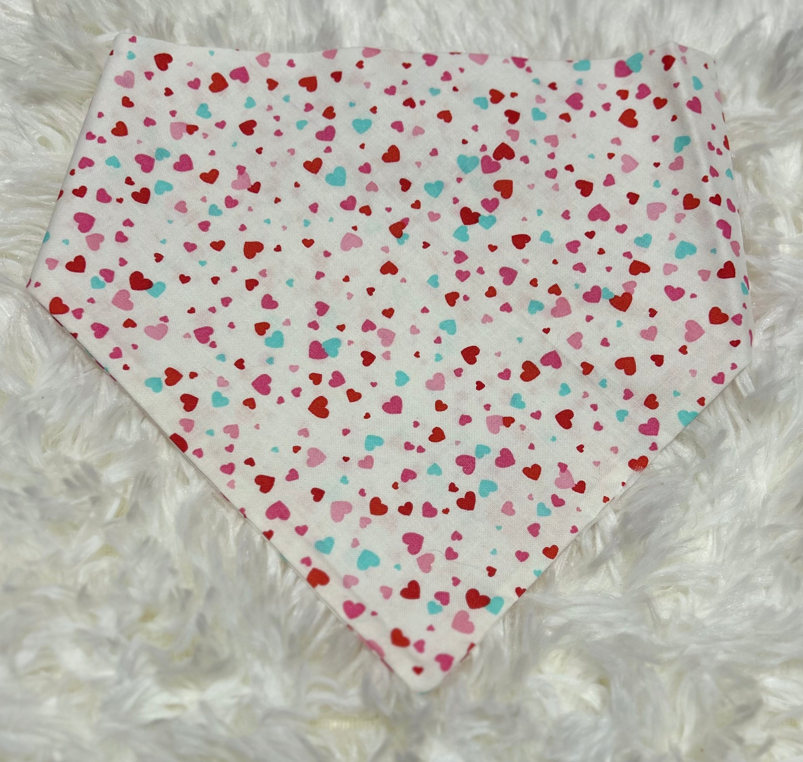 White with Tiny Hearts Valentine Scrunchie Pet Bandana