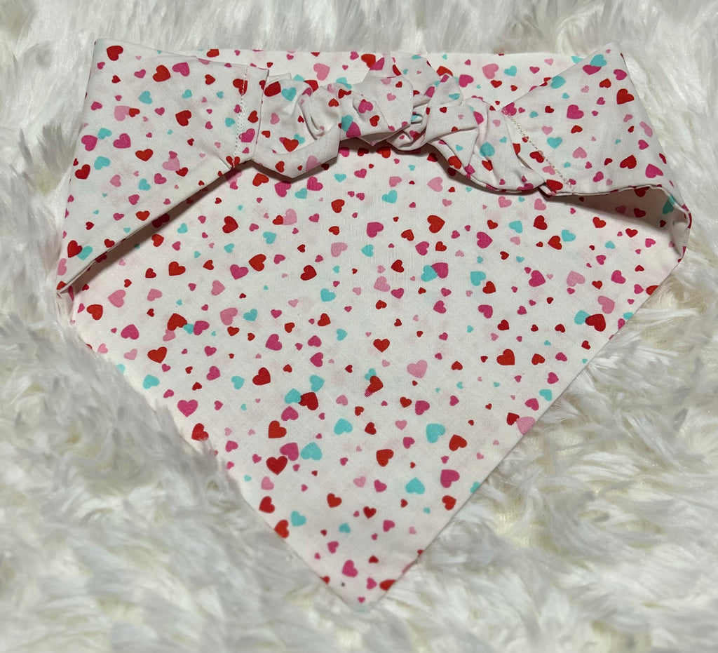 White with Tiny Hearts Valentine Scrunchie Pet Bandana