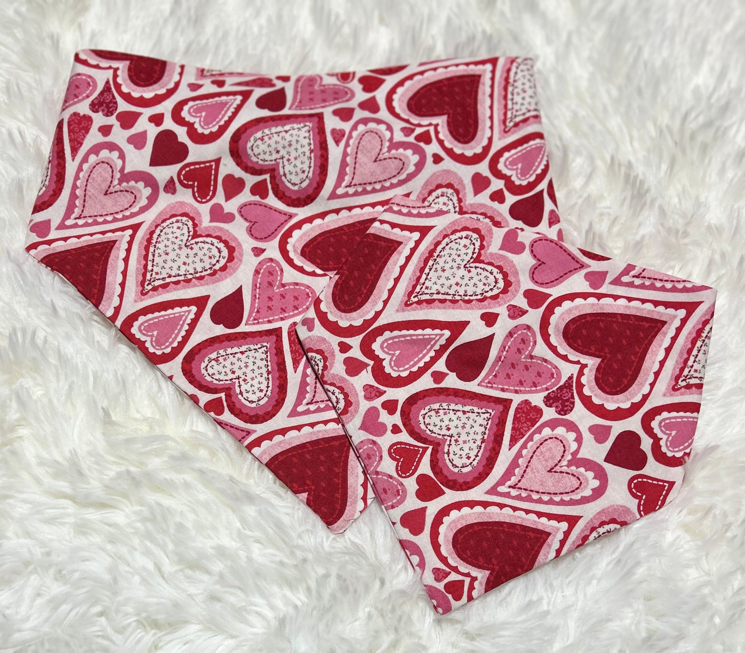 Pink/Red Hearts Outlined Valentine Scrunchie Pet Bandana