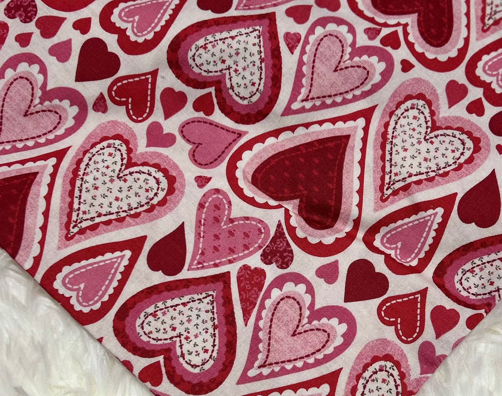 Pink/Red Hearts Outlined Valentine Scrunchie Pet Bandana