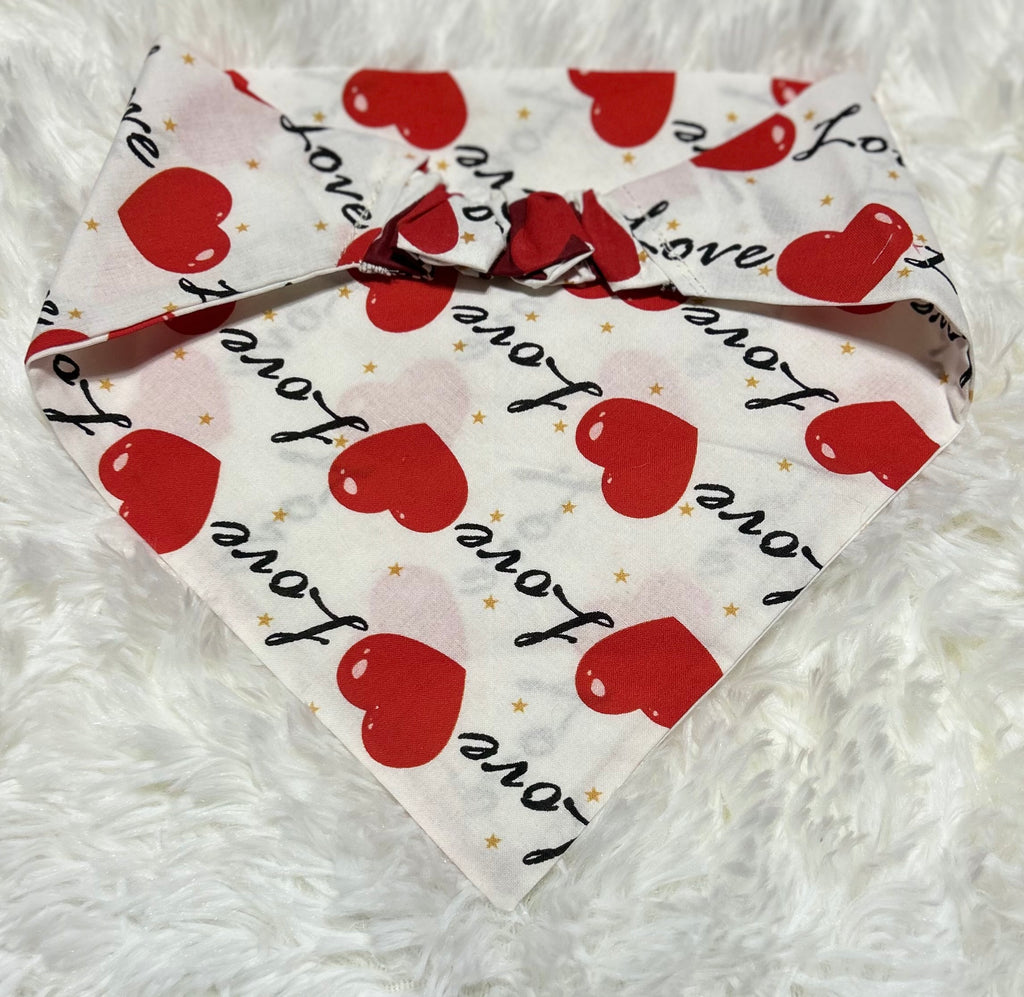 Love Hearts Valentine Scrunchie Pet Bandana