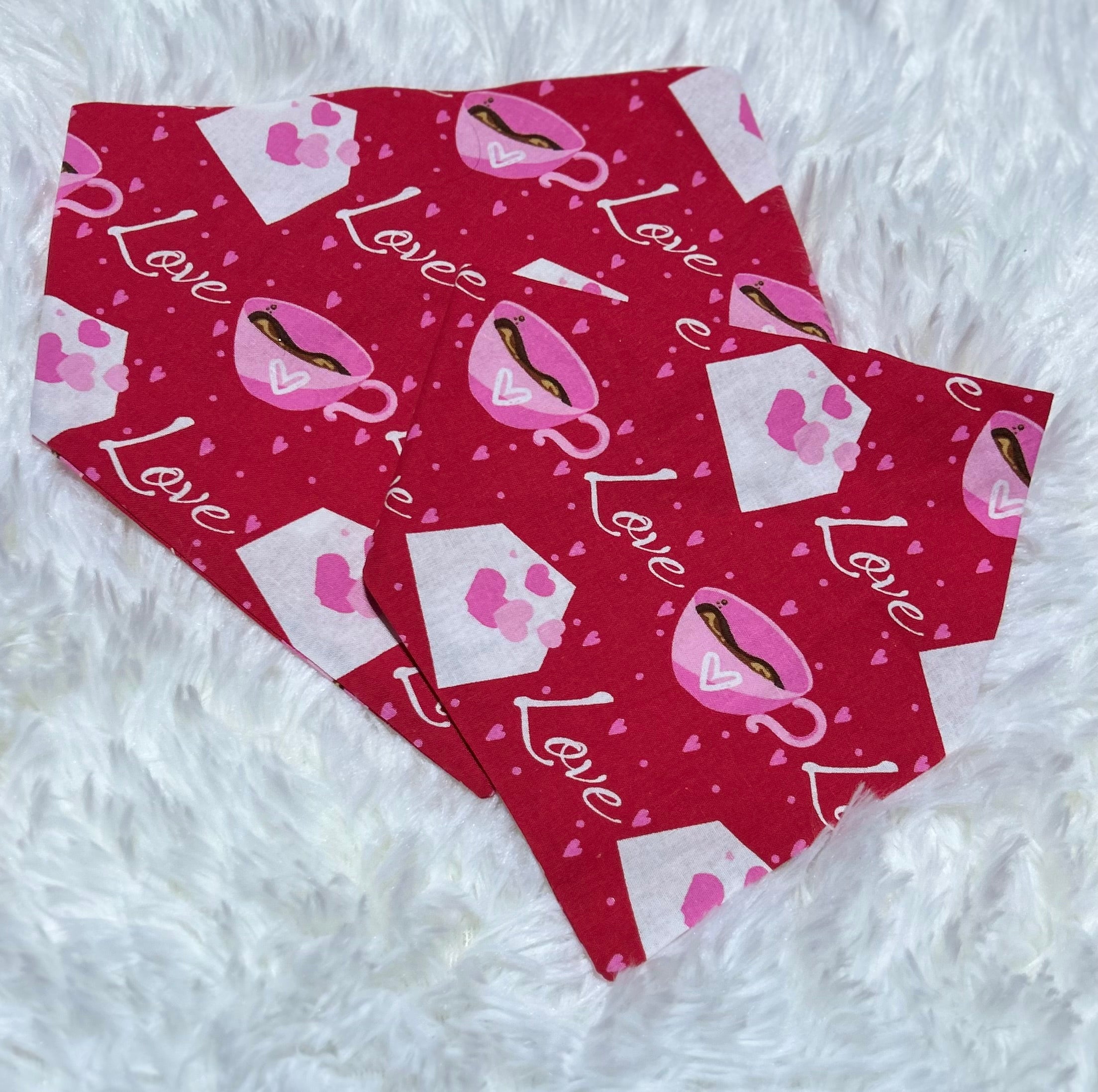Love with Cup Valentine Scrunchie Pet Bandana