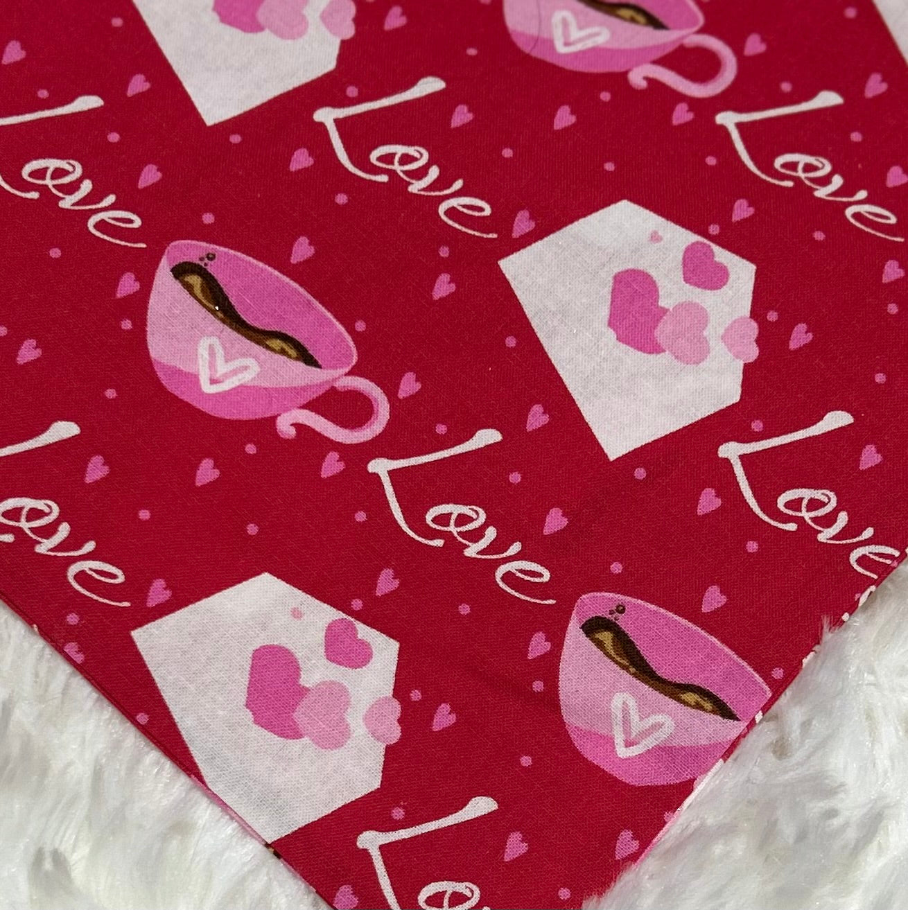 Love with Cup Valentine Scrunchie Pet Bandana