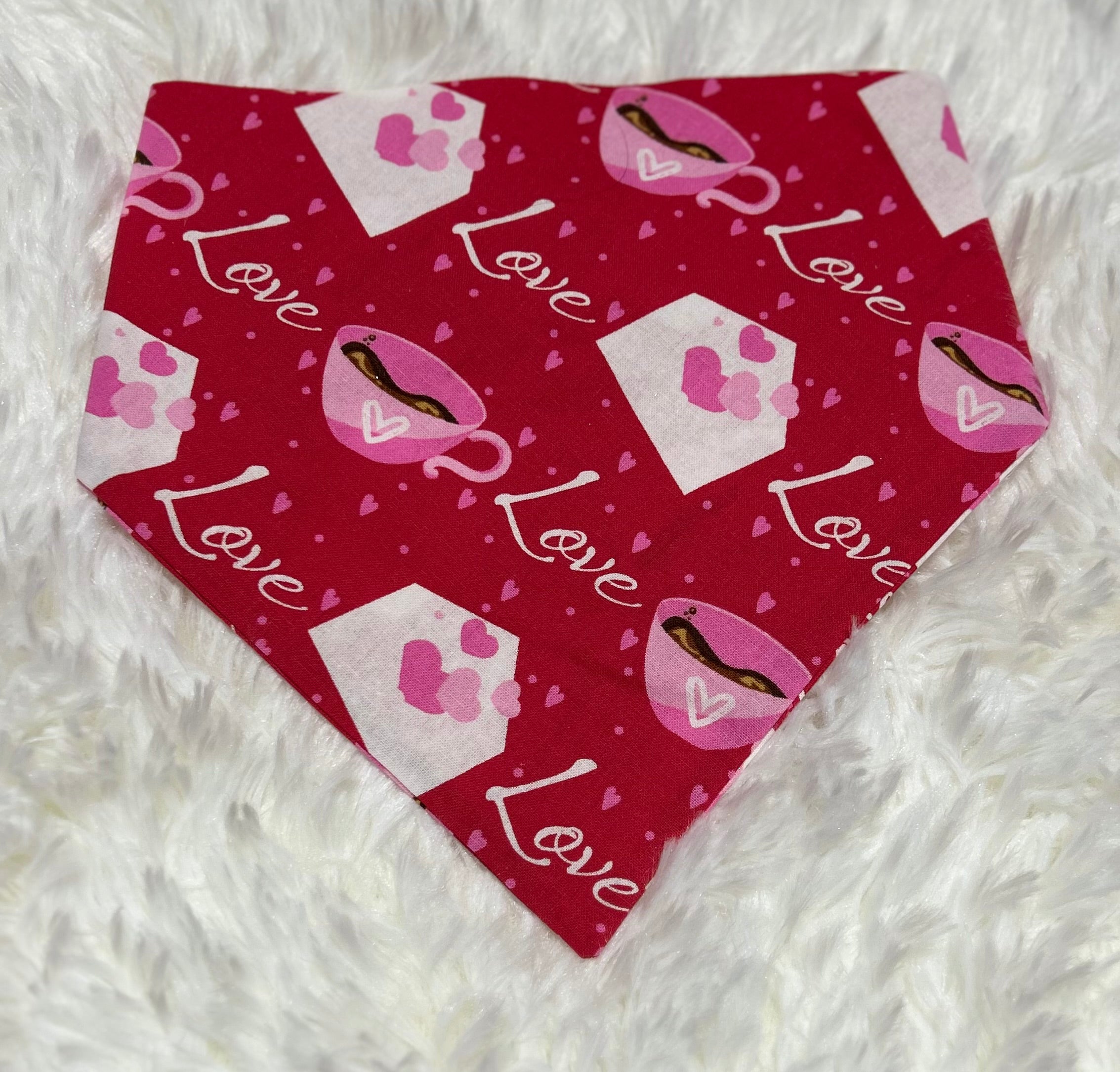 Love with Cup Valentine Scrunchie Pet Bandana