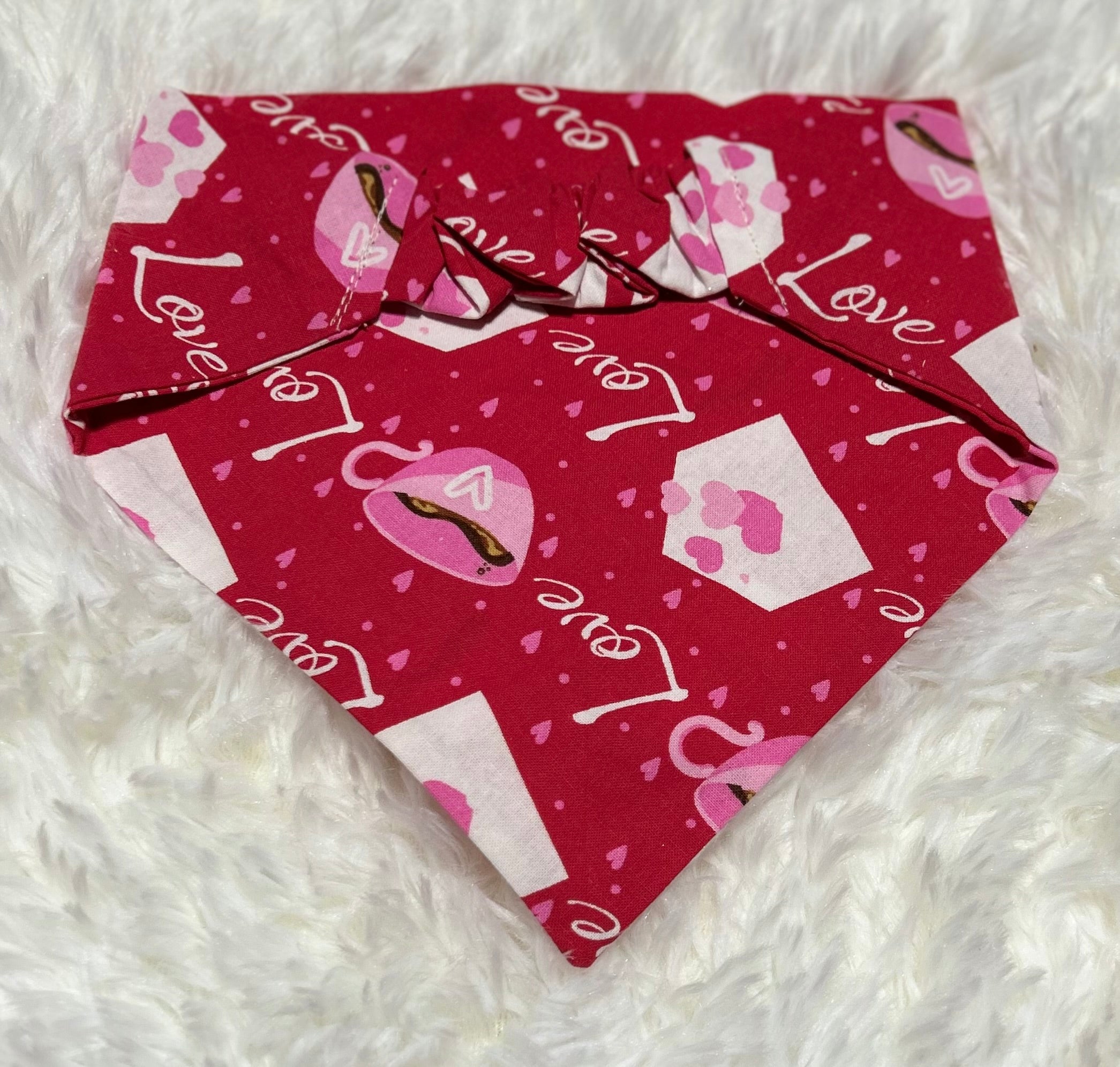 Love with Cup Valentine Scrunchie Pet Bandana