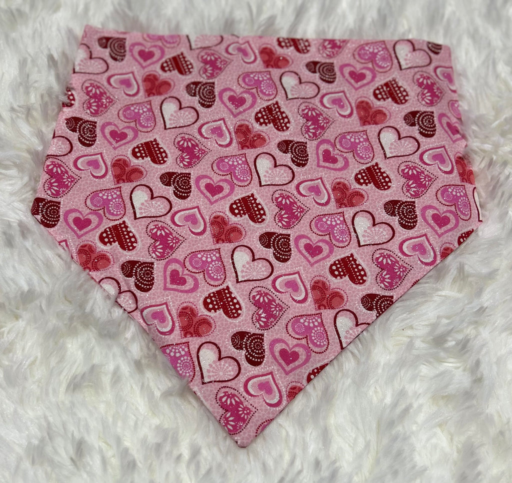 Pink Sparkle Valentine Scrunchie Pet Bandana