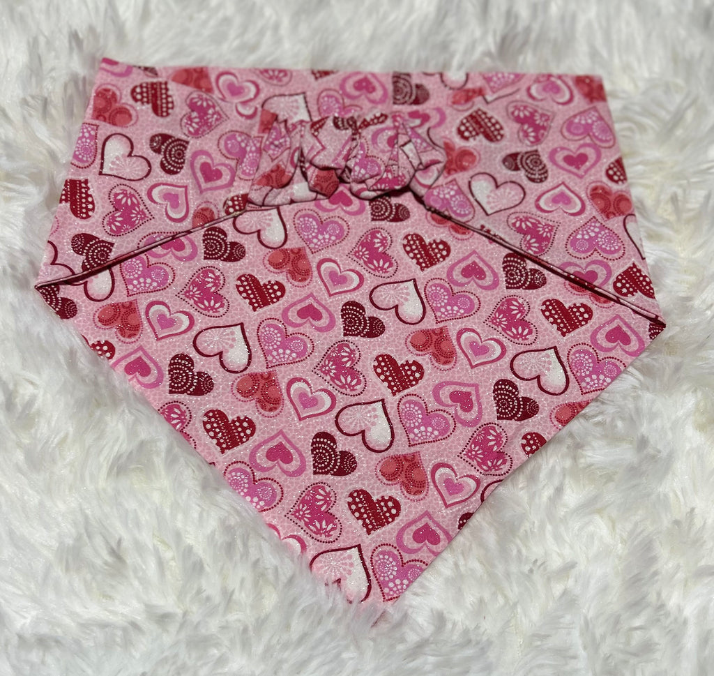 Pink Sparkle Valentine Scrunchie Pet Bandana