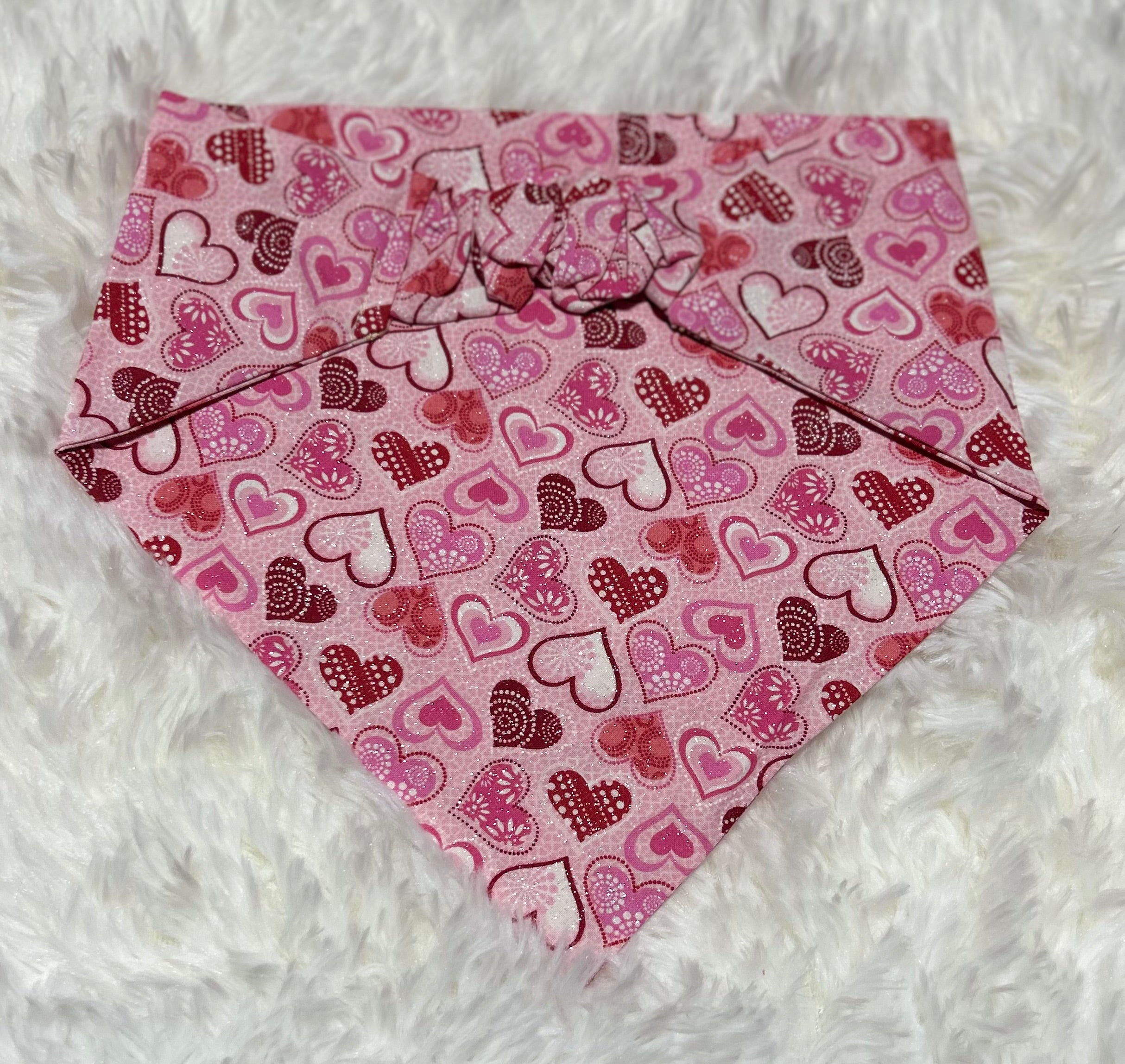 Pink Sparkle Valentine Scrunchie Pet Bandana
