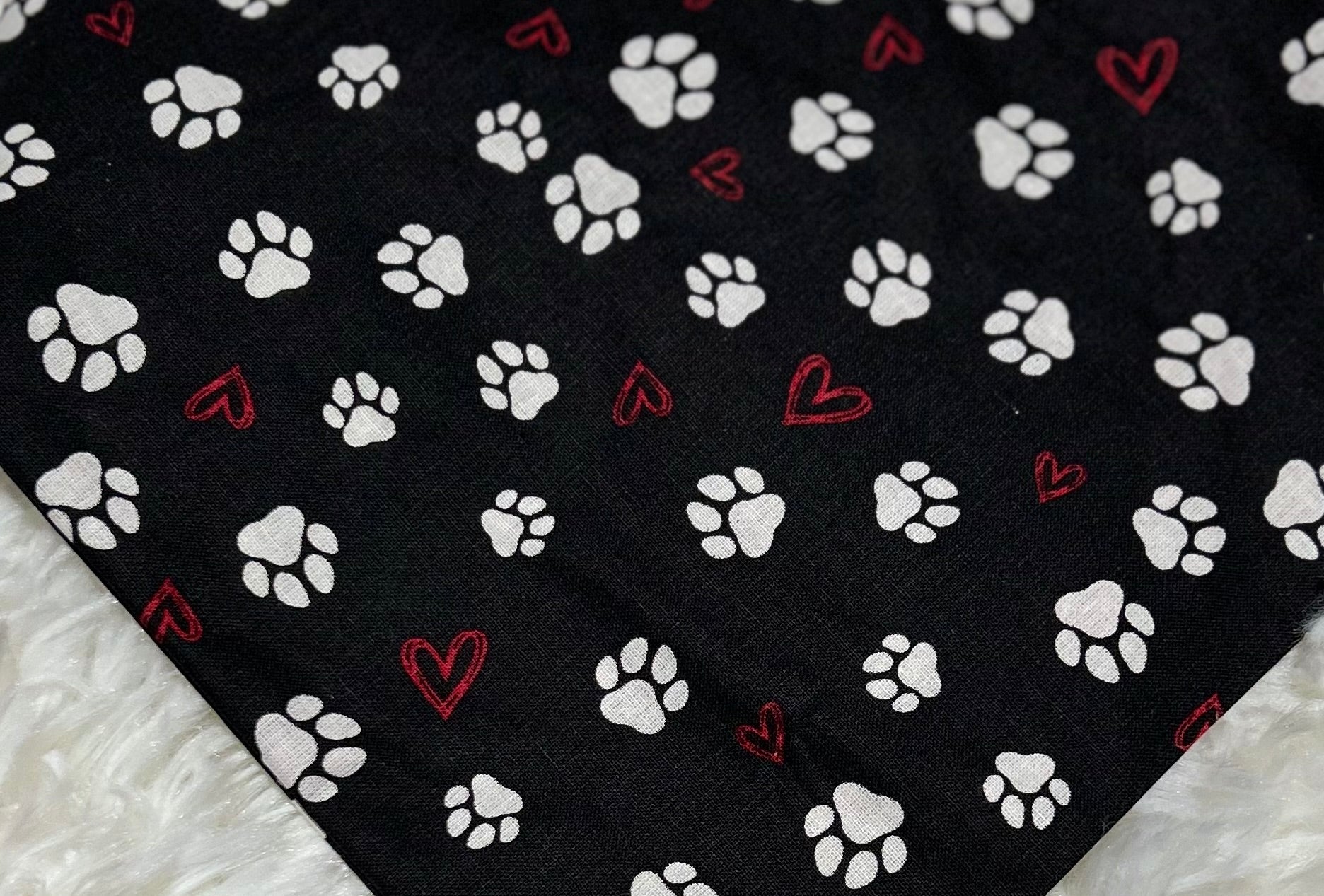 Black Hearts with Paws Valentine Scrunchie Pet Bandana