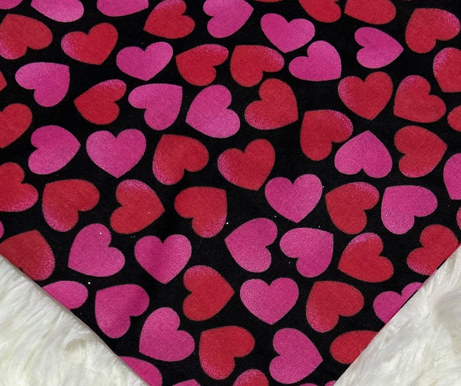 Black with Hearts Valentine Scrunchie Pet Bandana