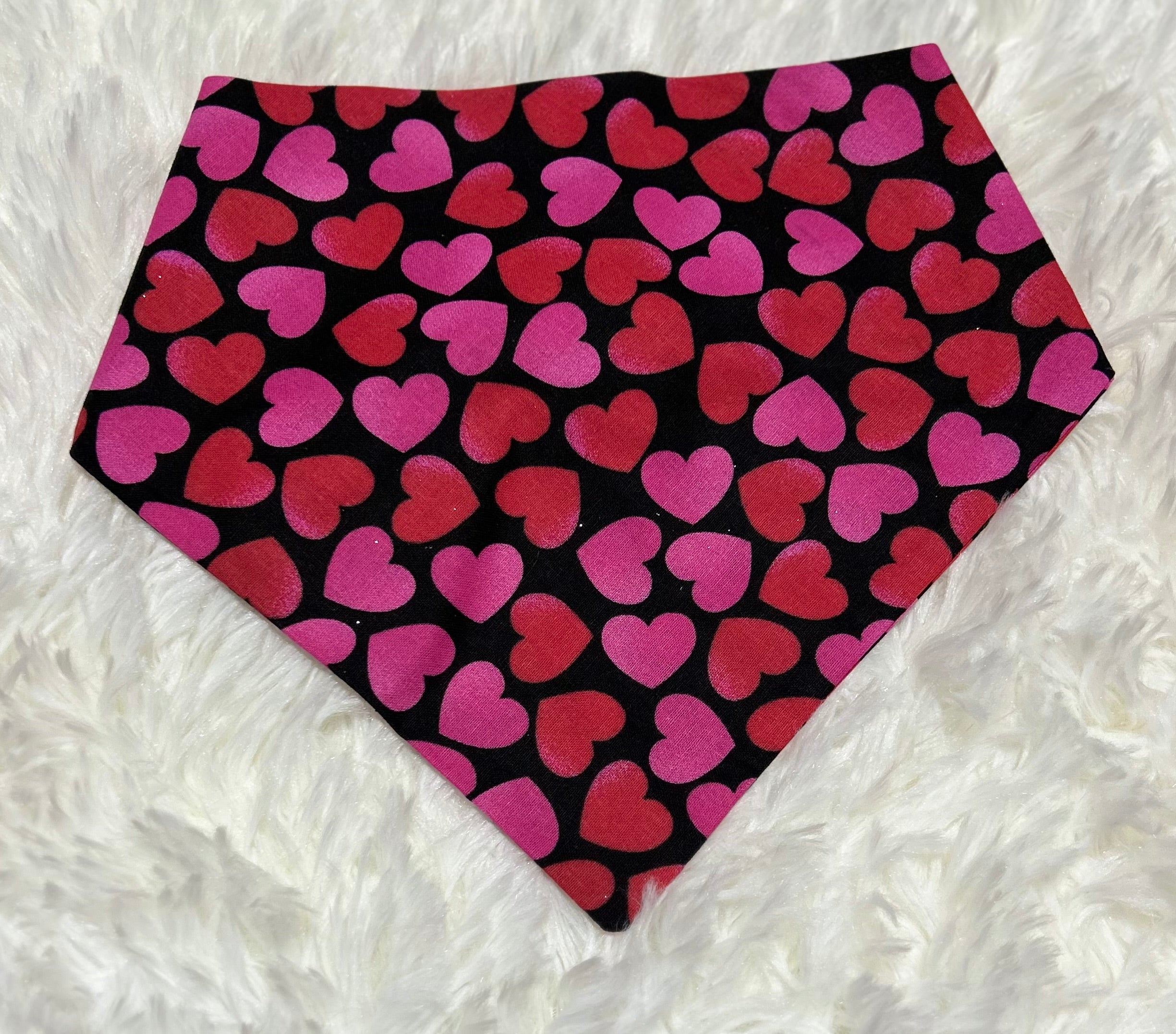 Black with Hearts Valentine Scrunchie Pet Bandana