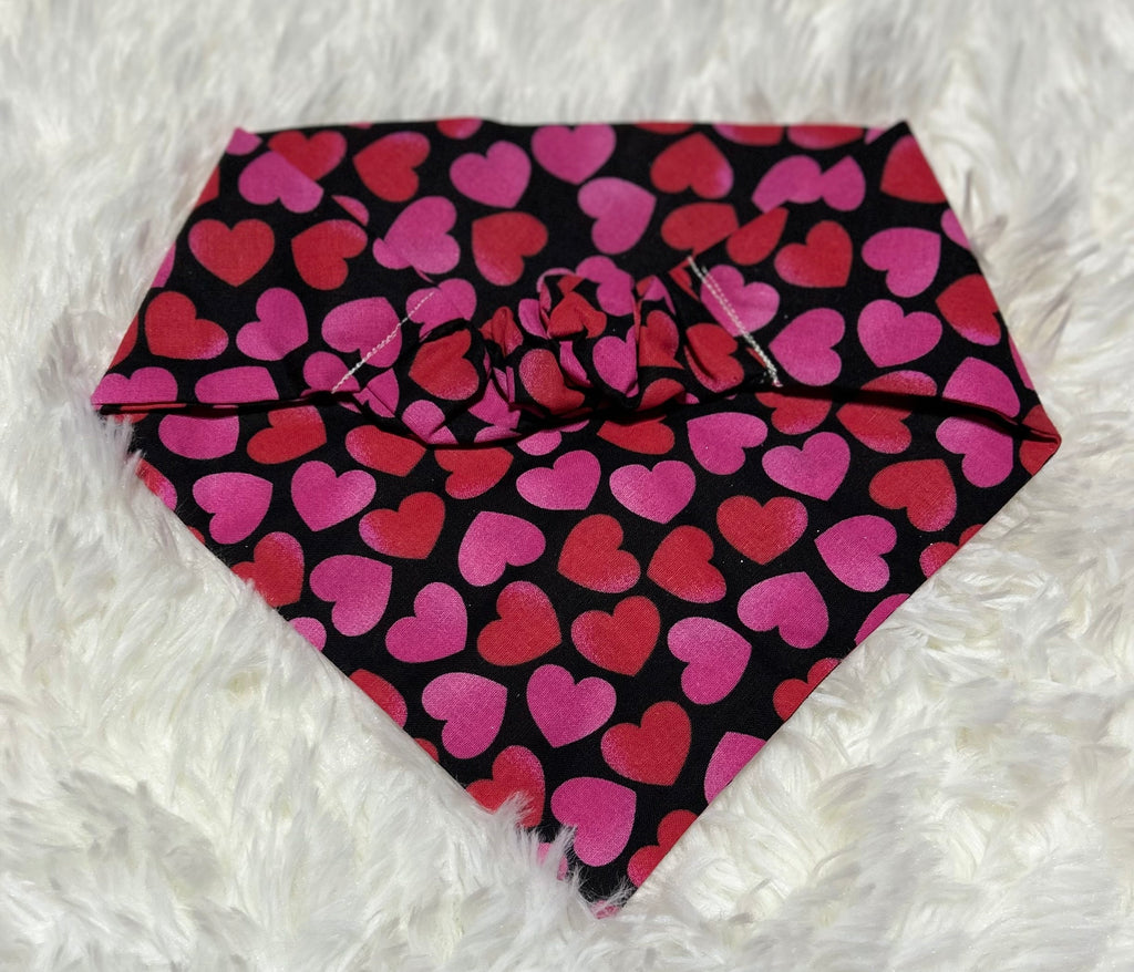 Black with Hearts Valentine Scrunchie Pet Bandana