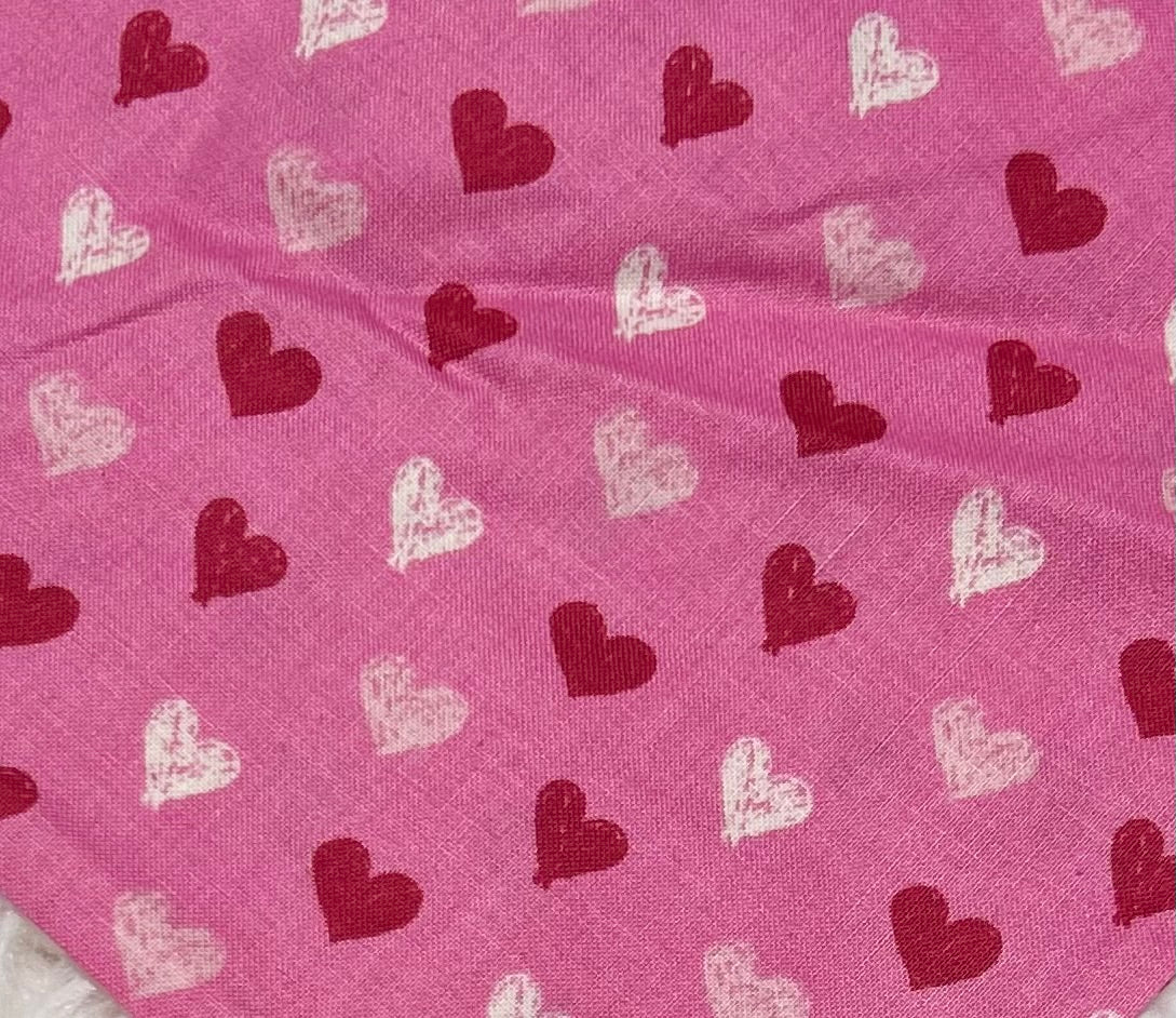 Pink with Hearts Valentine Scrunchie Pet Bandana