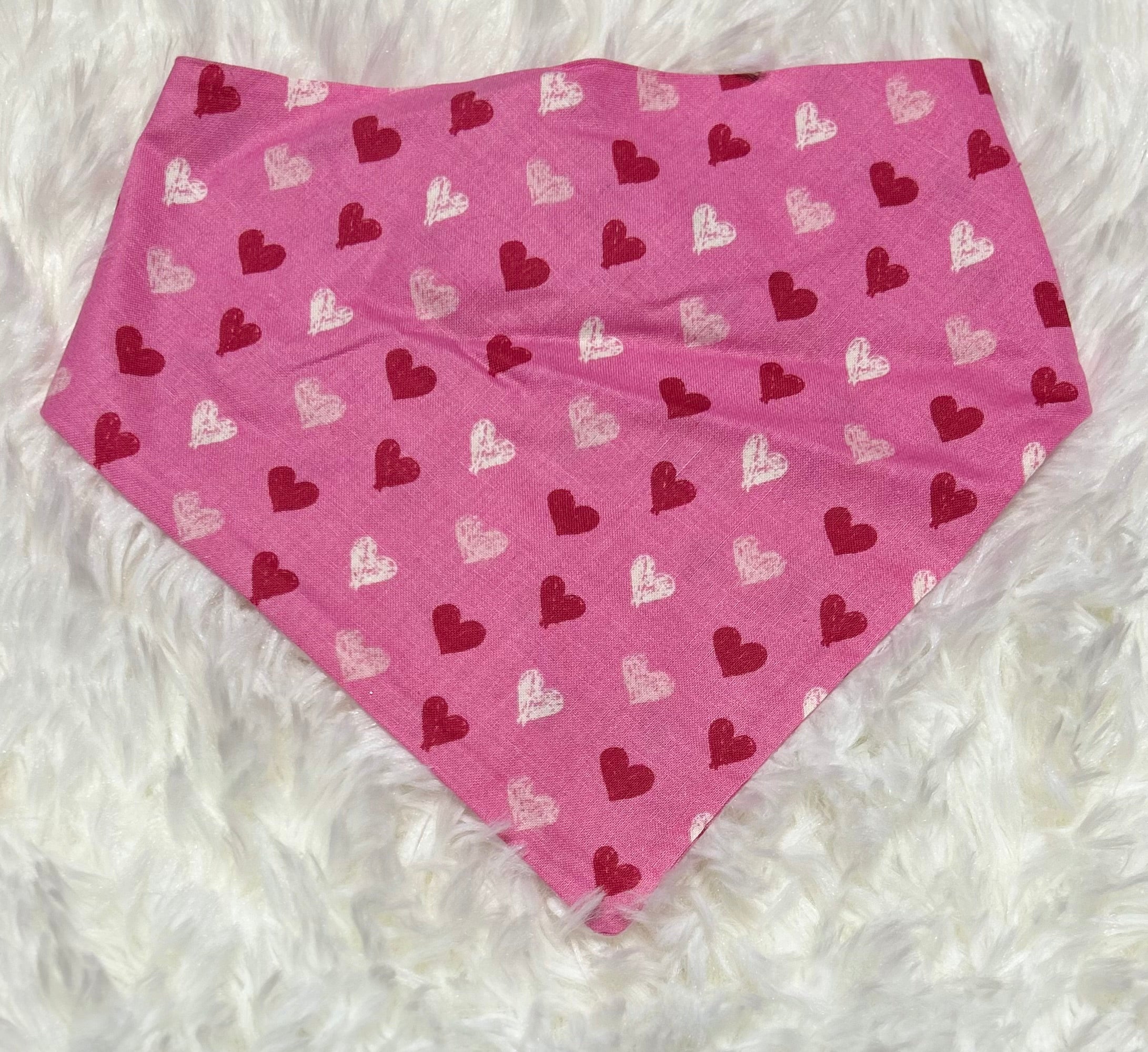Pink with Hearts Valentine Scrunchie Pet Bandana