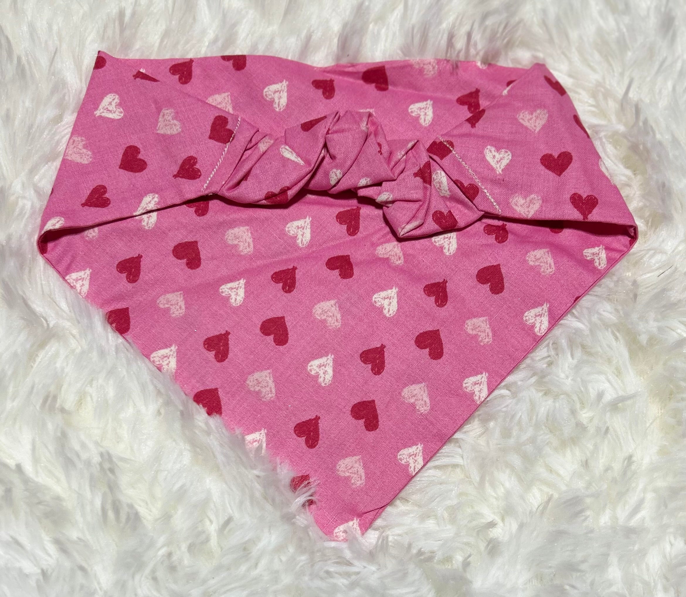 Pink with Hearts Valentine Scrunchie Pet Bandana