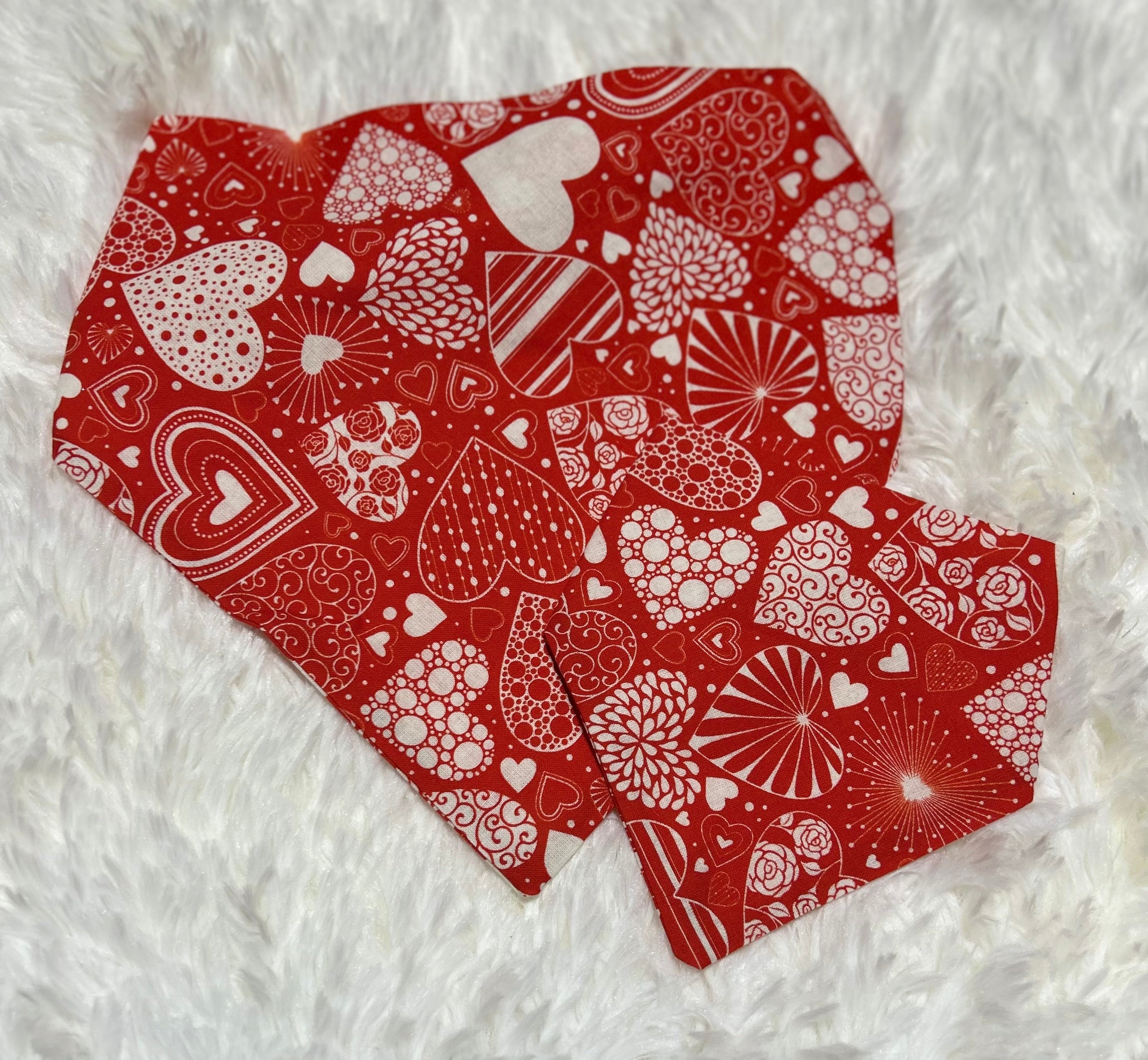 Red Hearts Artsy Valentine Scrunchie Pet Bandana
