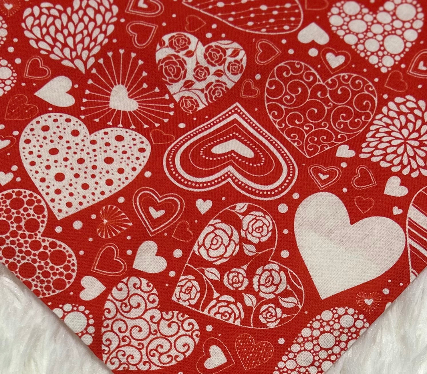 Red Hearts Artsy Valentine Scrunchie Pet Bandana