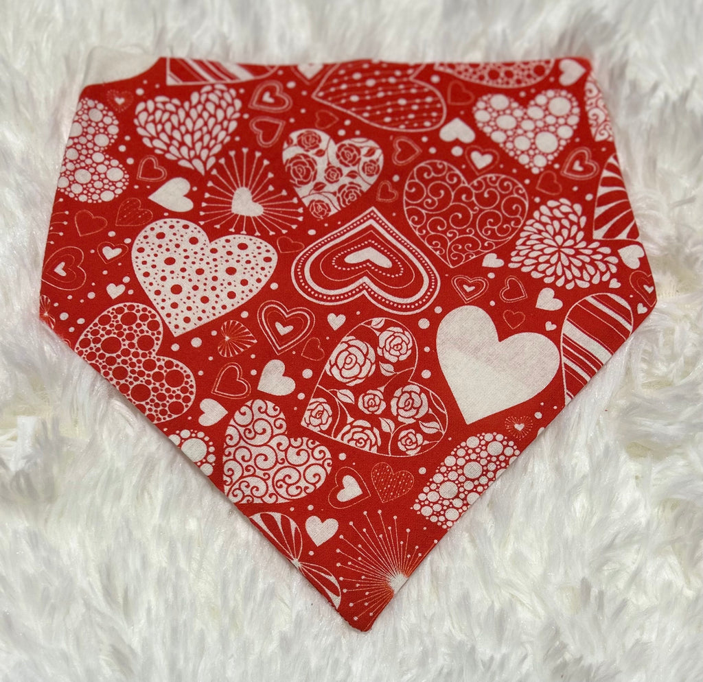 Red Hearts Artsy Valentine Scrunchie Pet Bandana