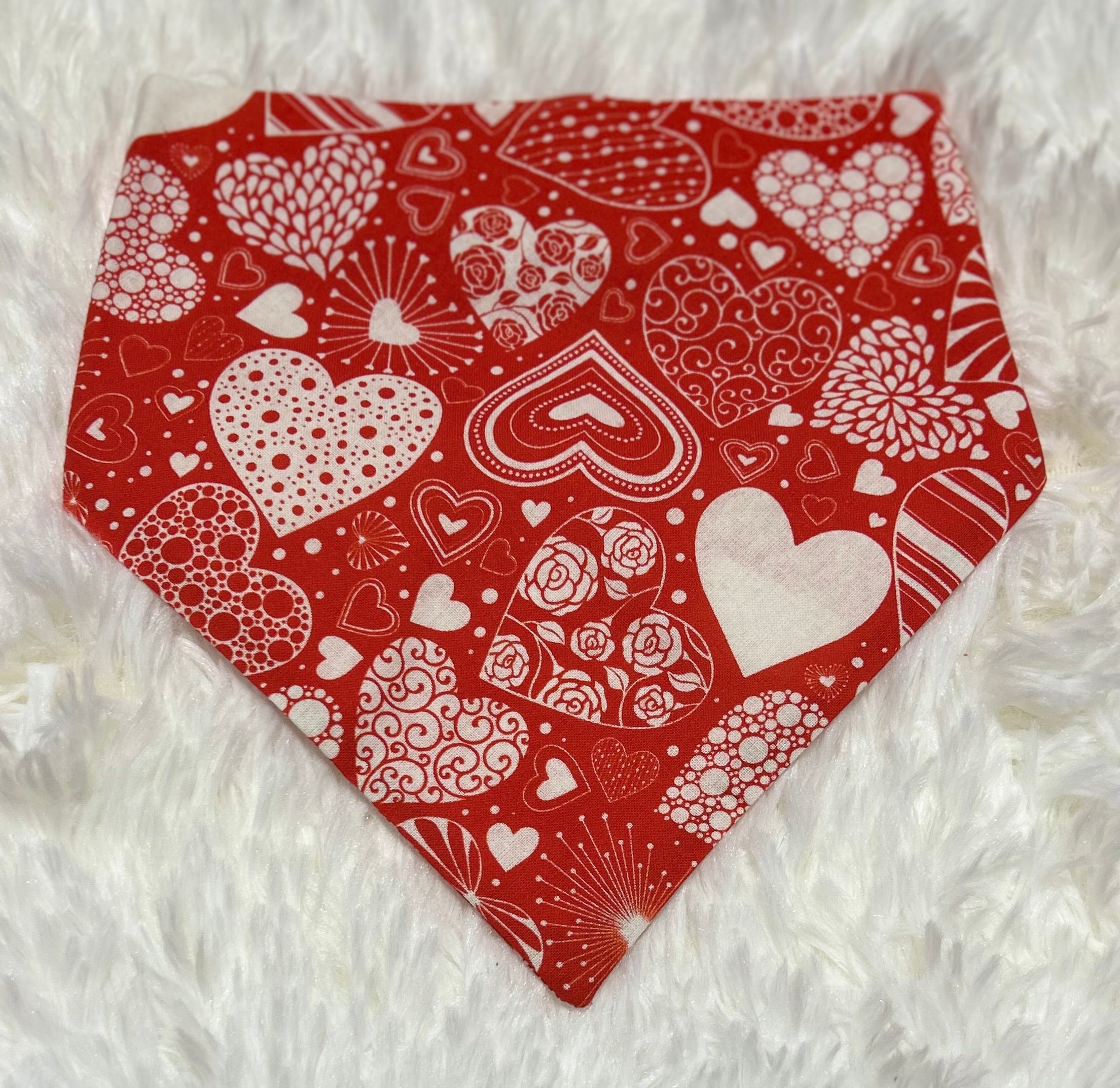 Red Hearts Artsy Valentine Scrunchie Pet Bandana