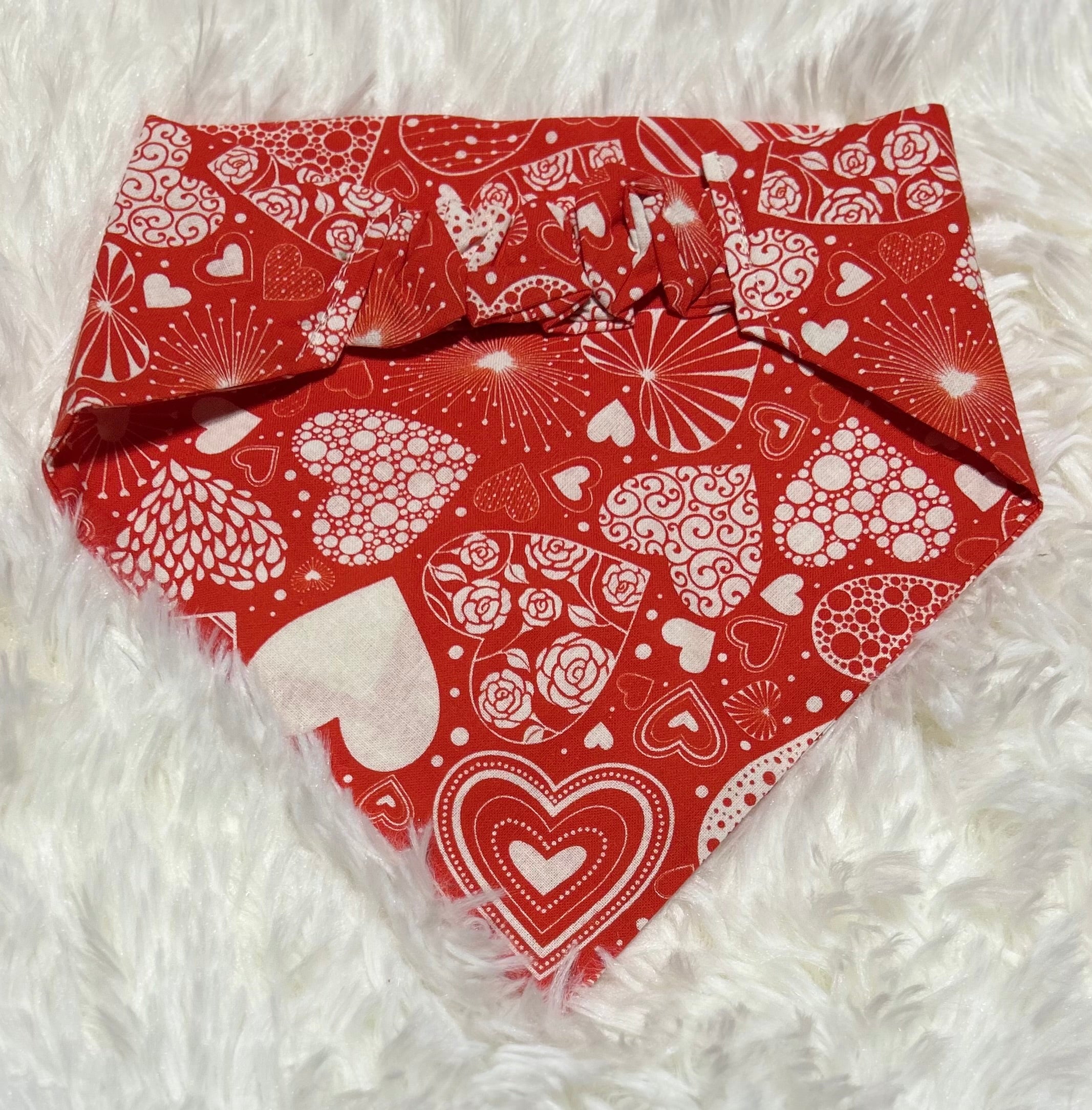 Red Hearts Artsy Valentine Scrunchie Pet Bandana