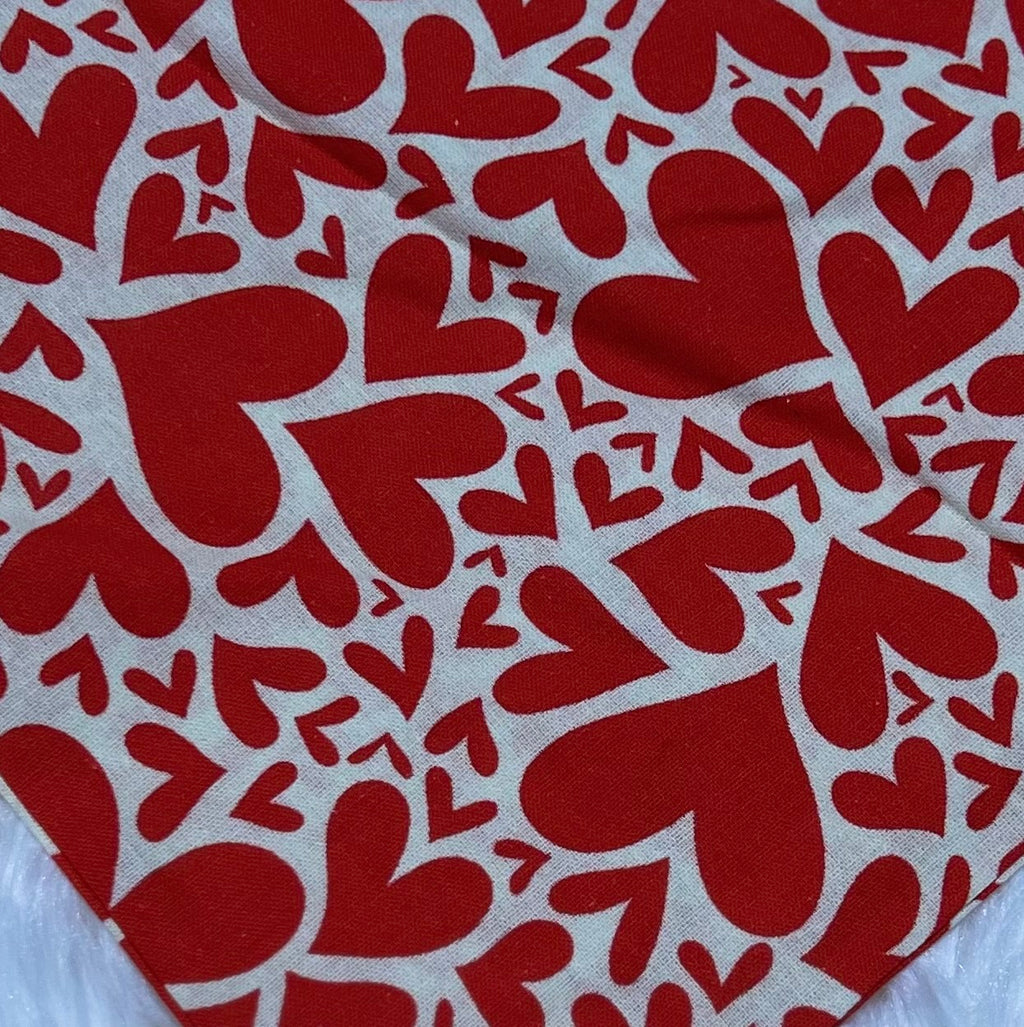 Red Heart Many Sizes Valentine Scrunchie Pet Bandana