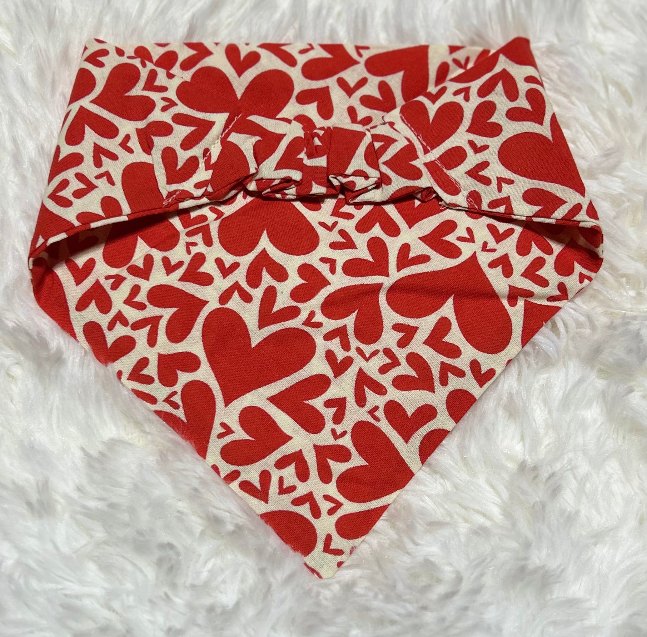 Red Heart Many Sizes Valentine Scrunchie Pet Bandana