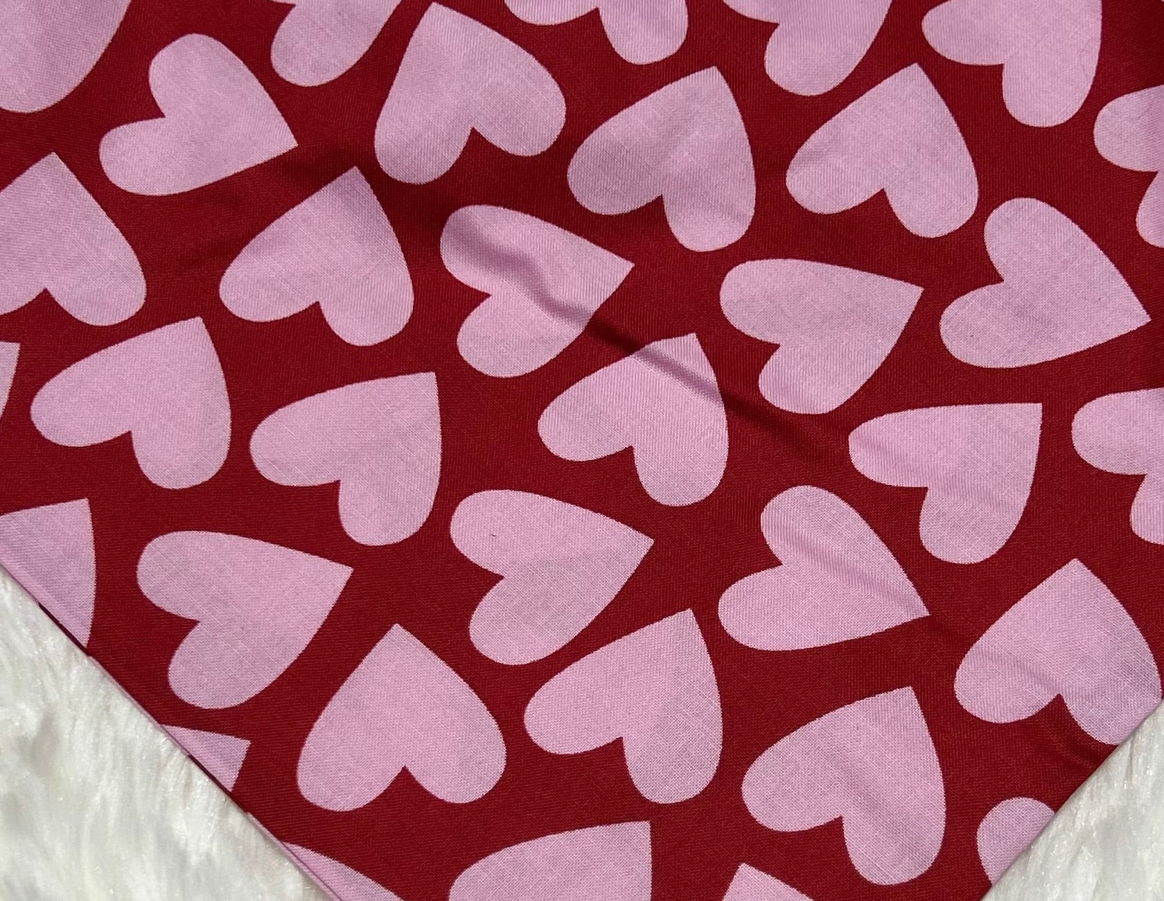 Red with Pink Hearts Valentine Scrunchie Pet Bandana