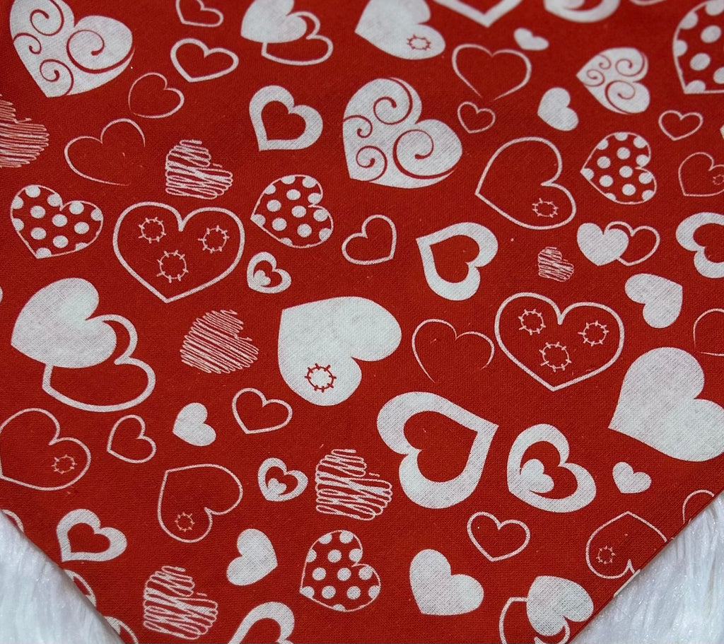 Red with Many Sizes Smaller Valentine Scrunchie Pet Bandana