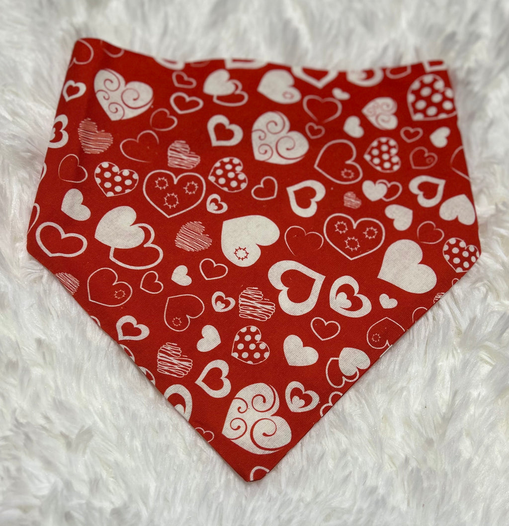 Red with Many Sizes Smaller Valentine Scrunchie Pet Bandana