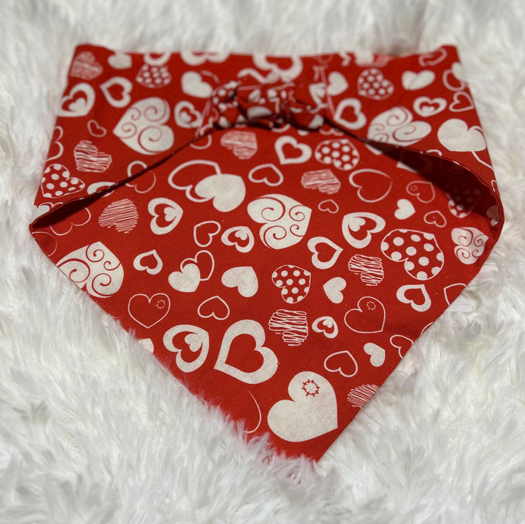 Red with Many Sizes Smaller Valentine Scrunchie Pet Bandana