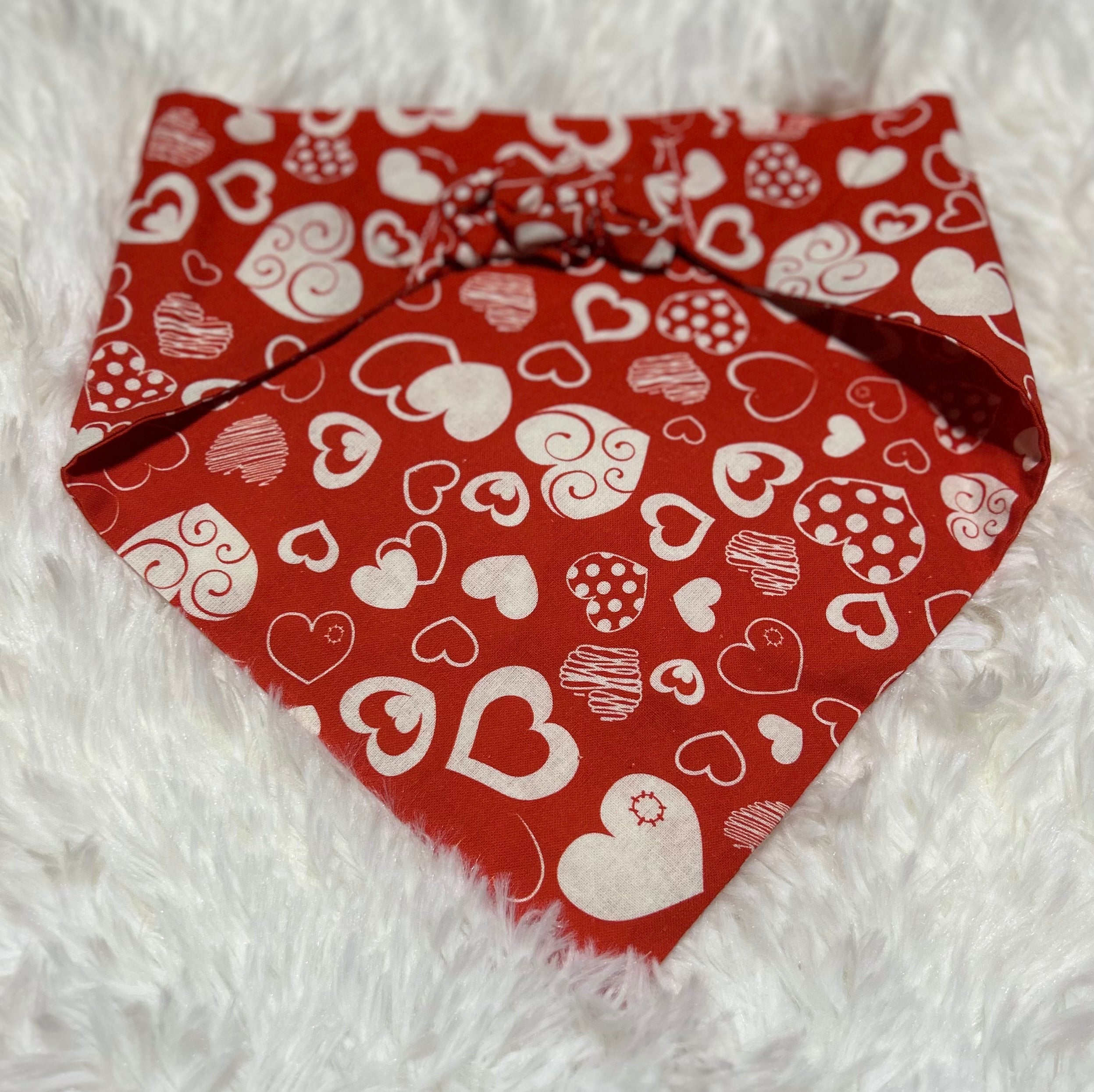 Red with Many Sizes Smaller Valentine Scrunchie Pet Bandana
