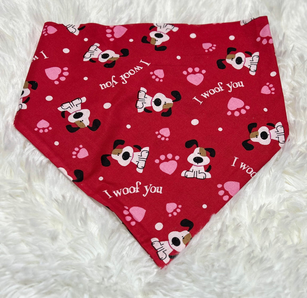 I Woof You Valentine Scrunchie Pet Bandana