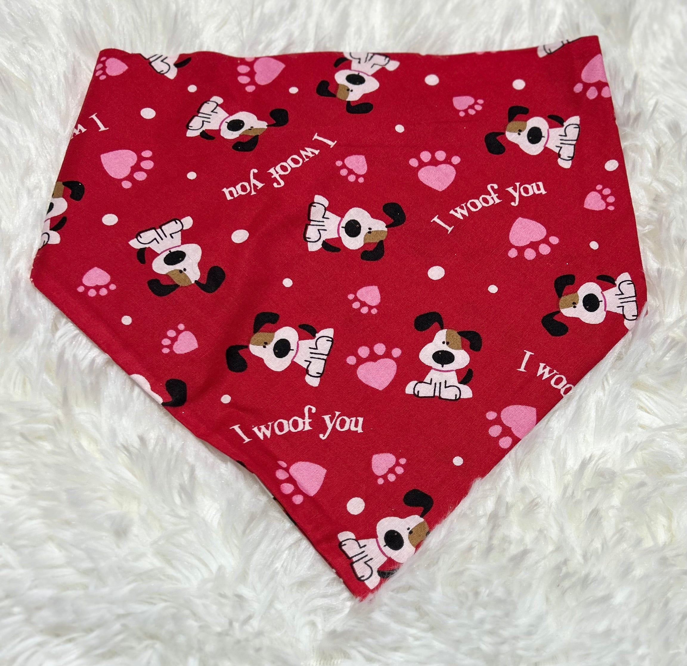I Woof You Valentine Scrunchie Pet Bandana