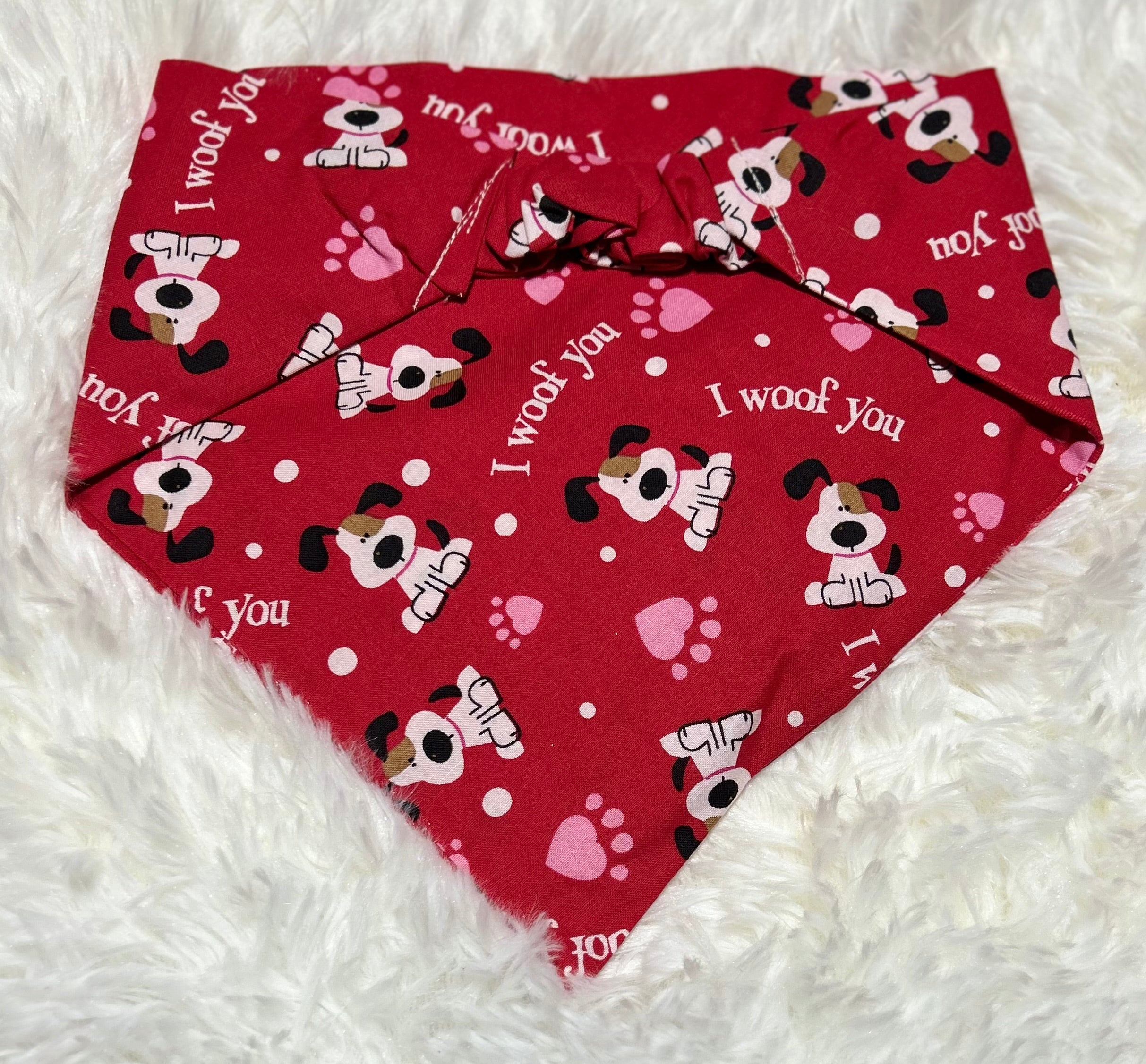 I Woof You Valentine Scrunchie Pet Bandana