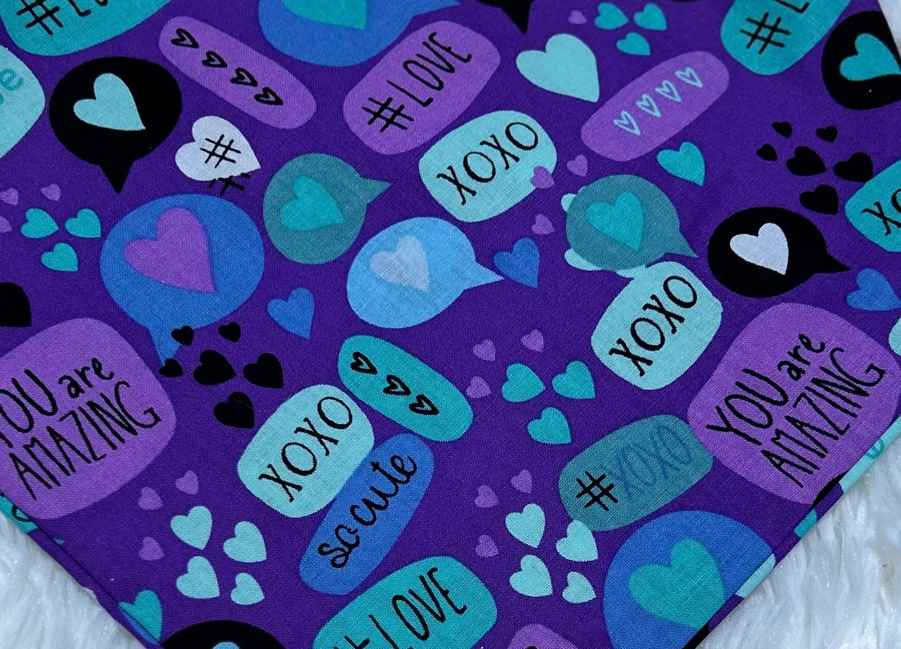 Purple Sayings Valentine Scrunchie Pet Bandana