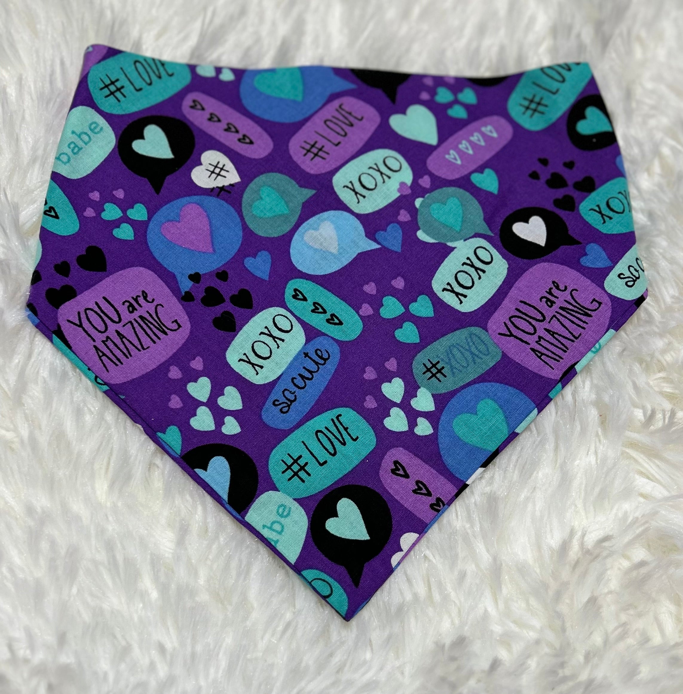 Purple Sayings Valentine Scrunchie Pet Bandana