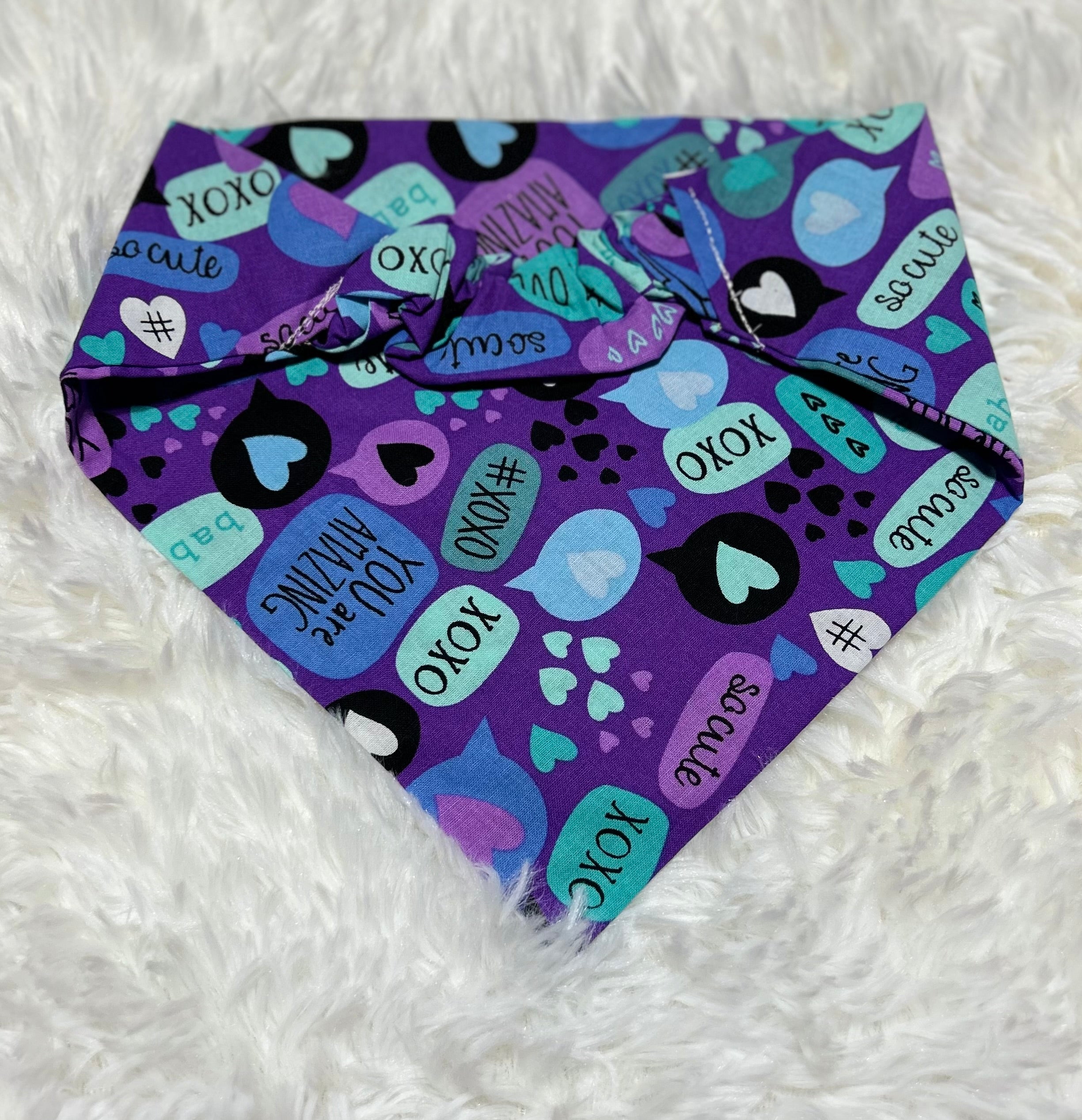 Purple Sayings Valentine Scrunchie Pet Bandana