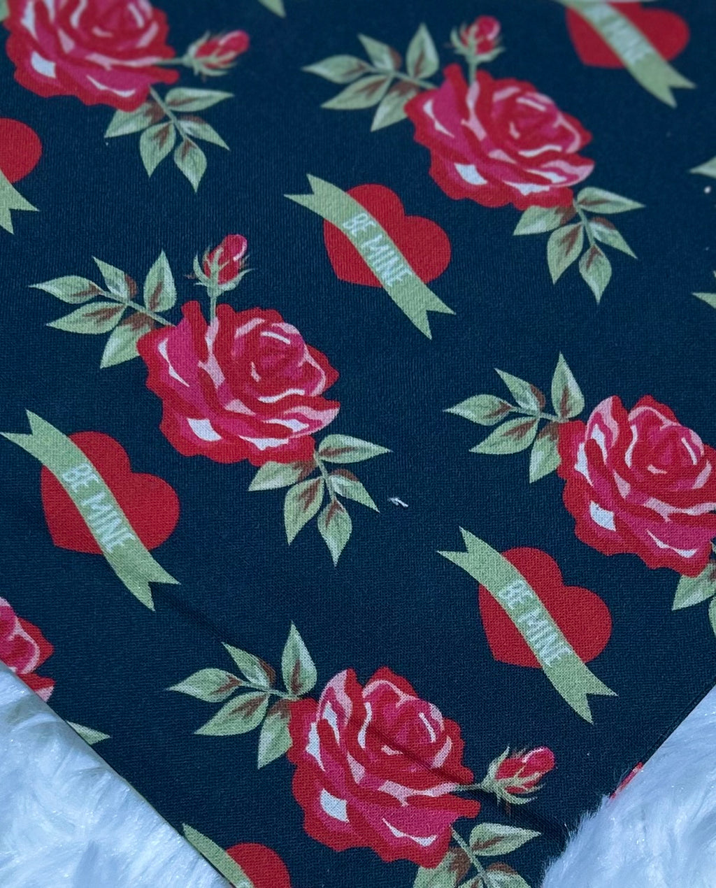 Navy with Roses Valentine Scrunchie Pet Bandana
