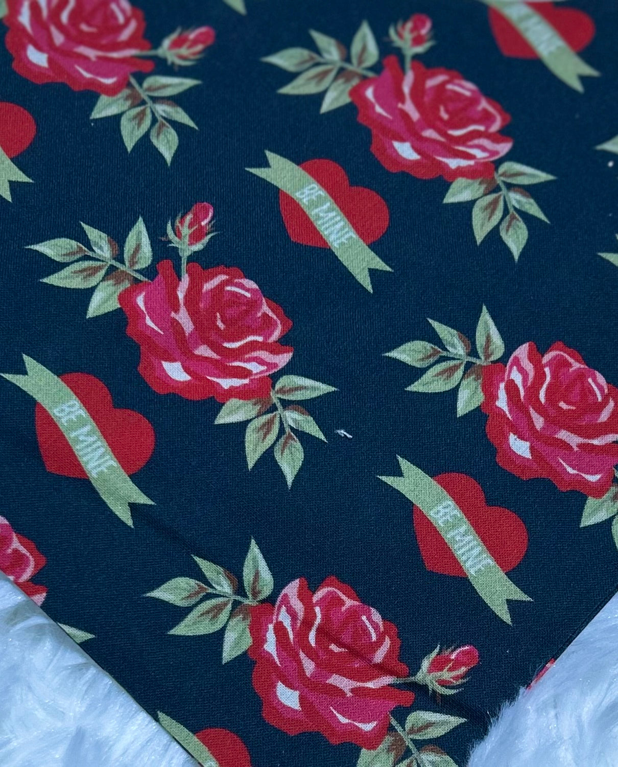 Navy with Roses Valentine Scrunchie Pet Bandana
