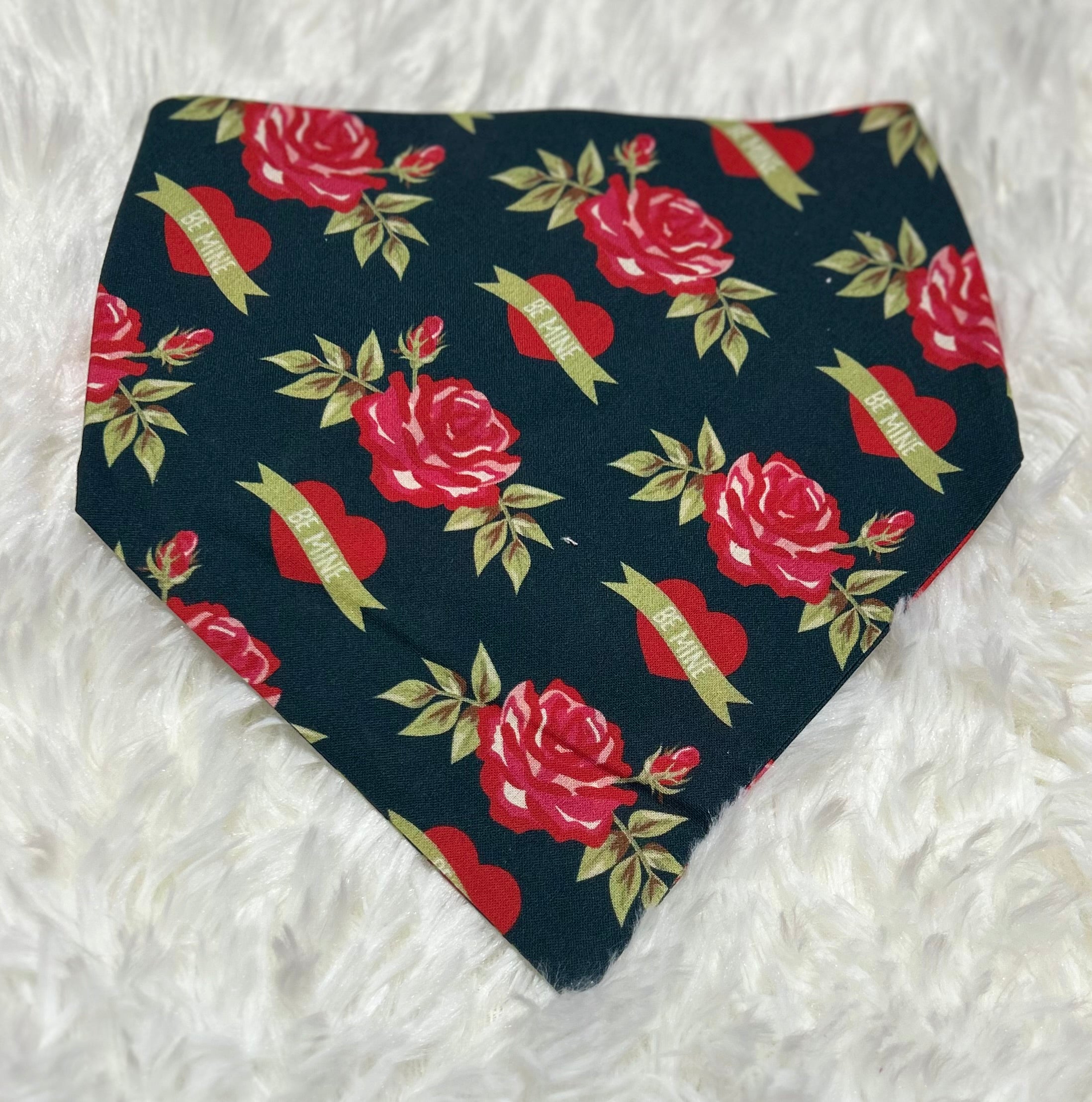 Navy with Roses Valentine Scrunchie Pet Bandana