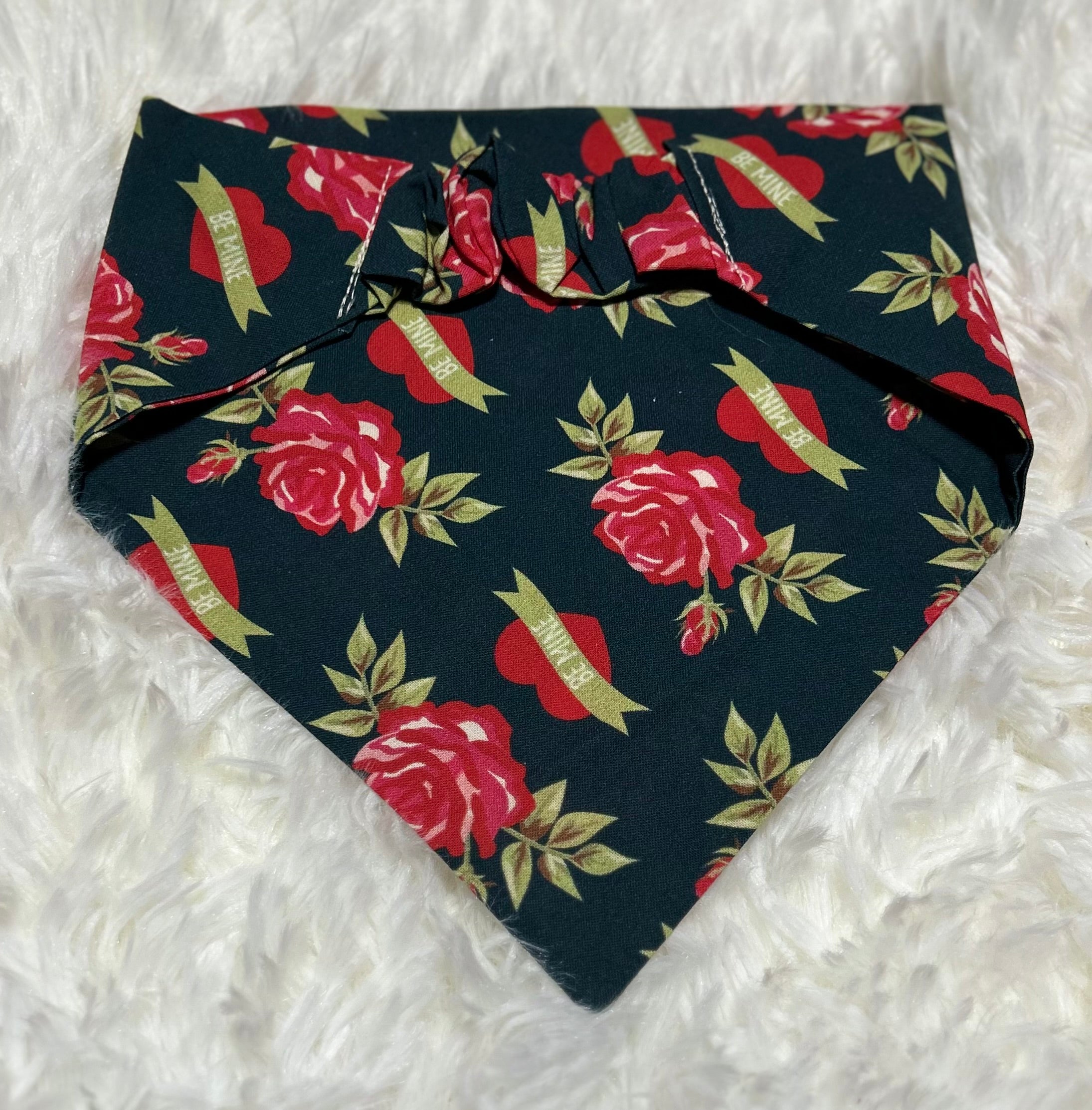 Navy with Roses Valentine Scrunchie Pet Bandana