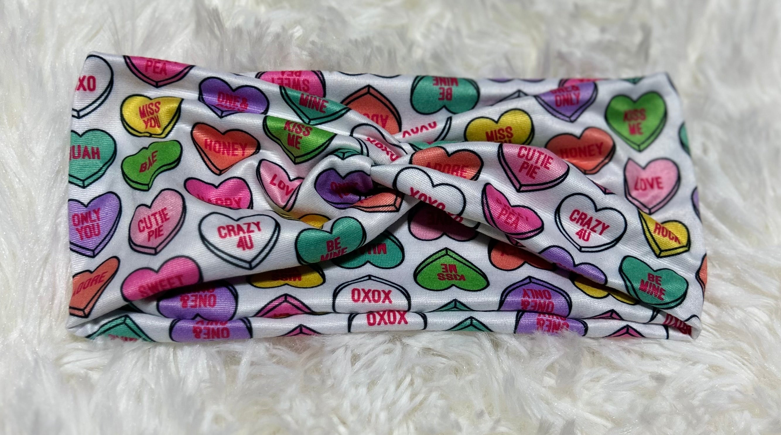 Conversation Heart with White Valentine Headband
