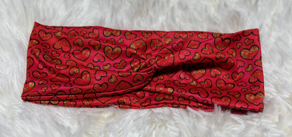 Red with Cheetah Hearts Valentine Headband